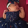 Ke'Nylah joined the competition — help win amazing prizes! baby, sleeping, dress, headband, bow, stars, blue, red_background, infant, cute, peaceful, newborn, child, face, hand, skin, portrait, resting, indoors, fashion