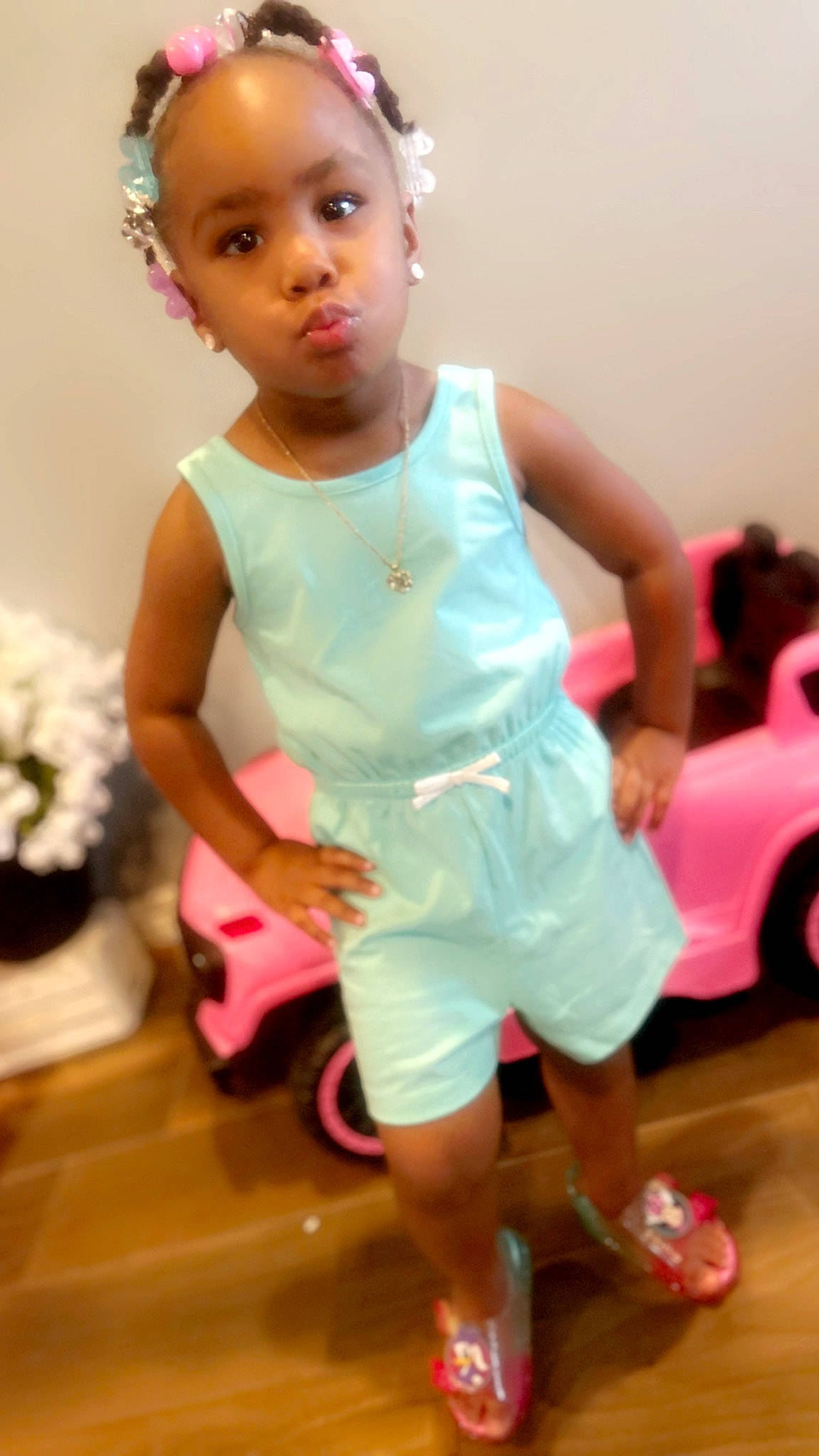 Rileigh joined the competition — help win amazing prizes! baby, baby_toddler_clothing, child, day_dress, dress, event, flowerpot, fun, happy, human_leg, magenta, person, pink, sandal, shoulder, skin, sleeve, t_shirt, tire, toddler