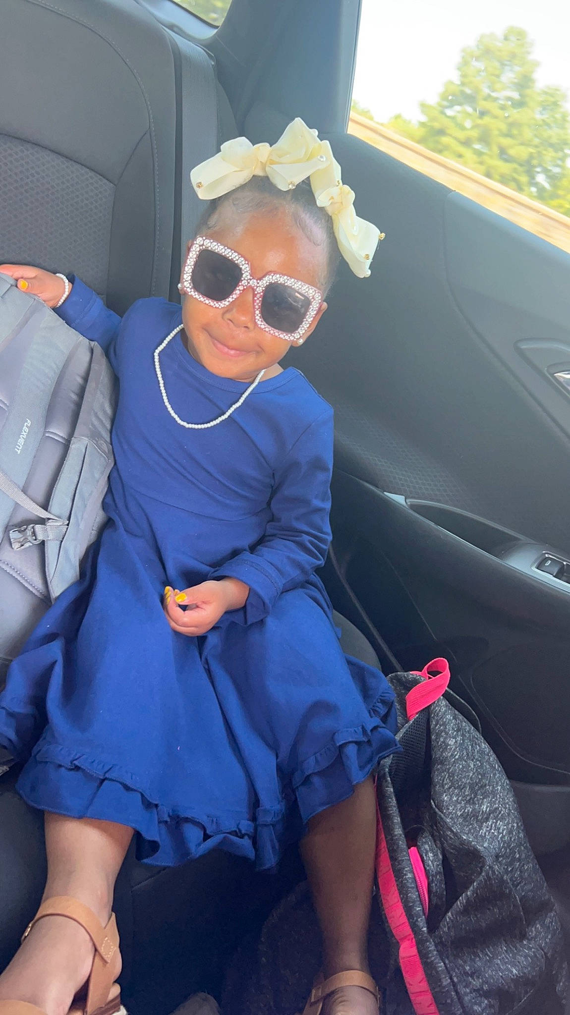 Rileigh joined the competition — help win amazing prizes! auto_part, automotive_design, automotive_exterior, blond, cool, day_dress, dress, electric_blue, eyewear, fashion, glasses, goggles, human_leg, joy, motor_vehicle, person, shoulder, sleeve, sunglasses, thigh