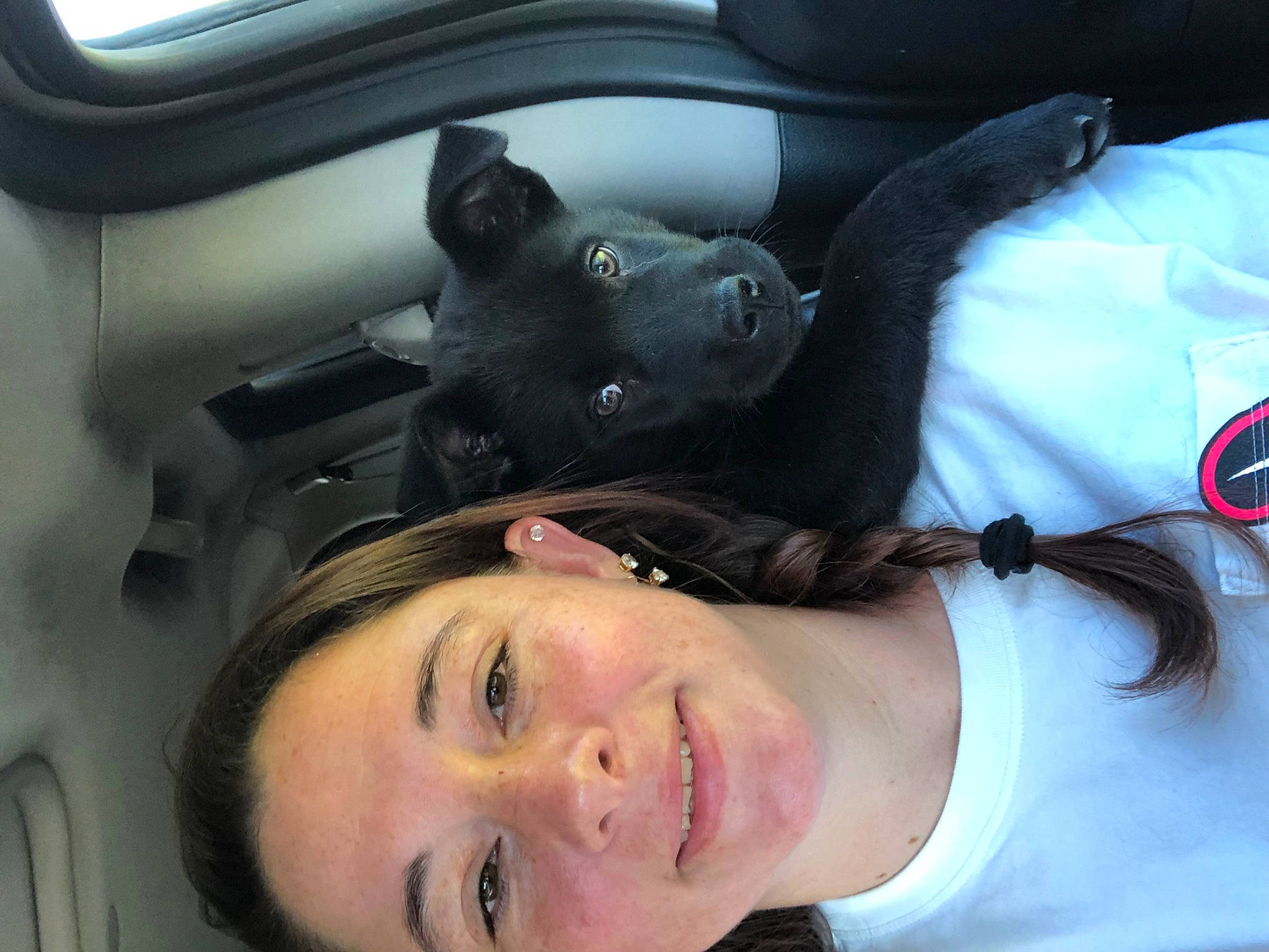 Champion is registered to the contest to win money with this photo: audio_equipment, auto_part, car_seat, chest, comfort, eyelash, eyewear, family_car, gesture, happy, hearing, personal_protective_equipment, selfie, smile, vehicle_door