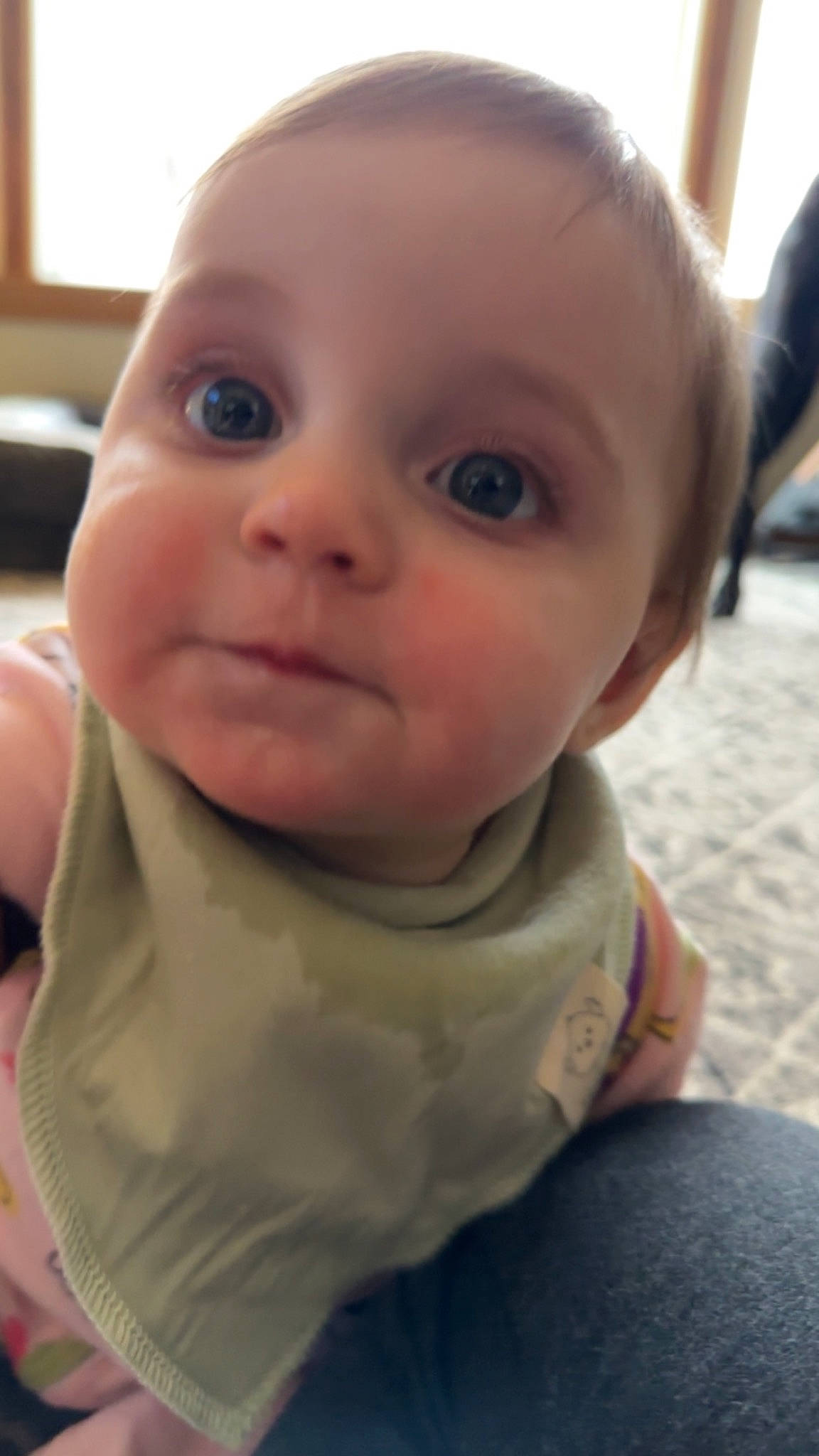 Allie is registered to the contest to win money with this photo: baby, baby_toddler_clothing, cheek, child, chin, ear, eyebrow, eyelash, facial_expression, fun, happy, iris, lip, mouth, neck, nose, person, skin, sleeve, thumb