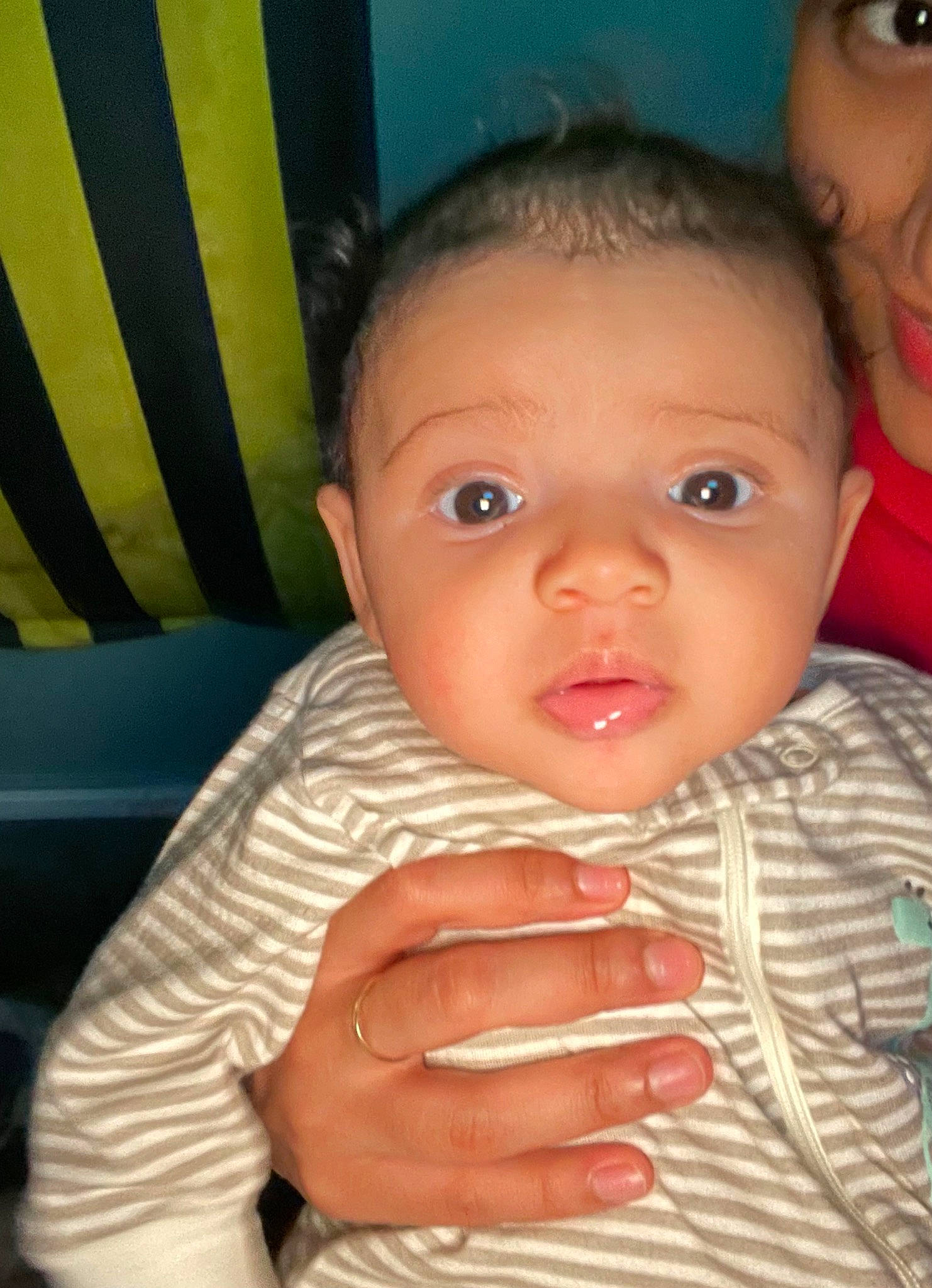 Amiyllah is registered to the contest to win money with this photo: baby, baby_toddler_clothing, cheek, chin, ear, eye, eyebrow, eyelash, finger, forehead, gesture, hand, happy, head, iris, lip, mouth, nose, person, skin