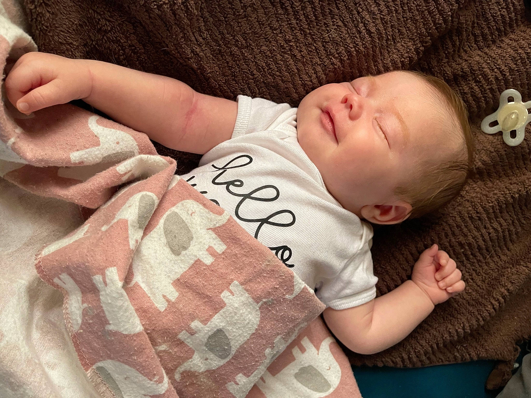 Scarlett joined the competition — help win amazing prizes! baby, baby_sleeping, baby_toddler_clothing, cheek, comfort, eye, finger, gesture, hand, happy, human_body, mammal, mouth, nose, person, pink, skin, sleeve, smile, textile