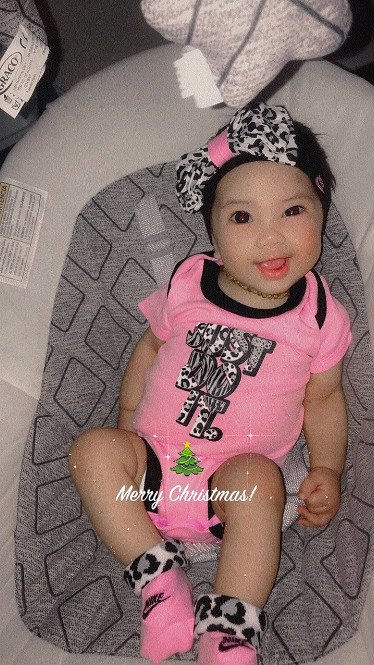 Kahlani joined the competition — help win amazing prizes! baby, baby_laughing, baby_products, baby_toddler_clothing, bracelet, costume_accessory, hair_accessory, headband, headpiece, headwear, joy, person, pink, thigh, toddler