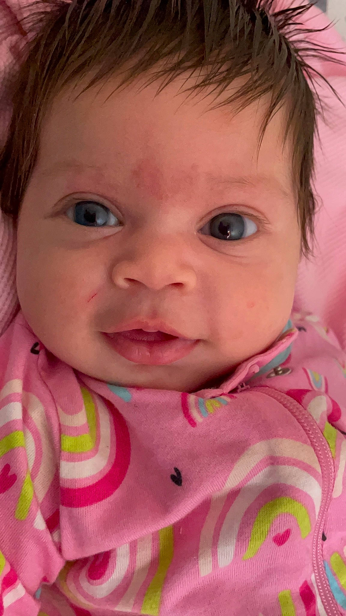 Ada is registered to the contest to win money with this photo: baby, baby_toddler_clothing, cheek, chin, ear, eye, eyebrow, eyelash, face, facial_expression, forehead, hairstyle, head, iris, lip, mouth, neck, nose, person, skin