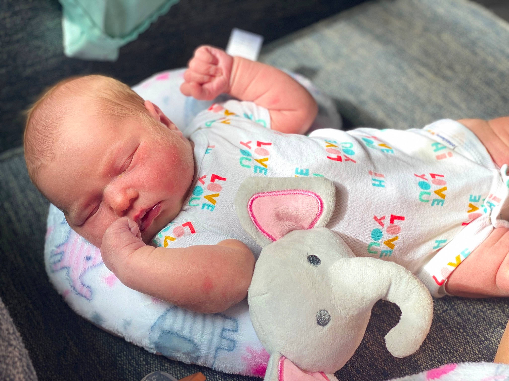 Kinsleigh is registered to the contest to win money with this photo: baby, baby_products, baby_toddler_clothing, cheek, child, comfort, linens, mammal, mouth, nose, person, pink, product, room, sitting, skin, sleeve, textile, toddler, toy