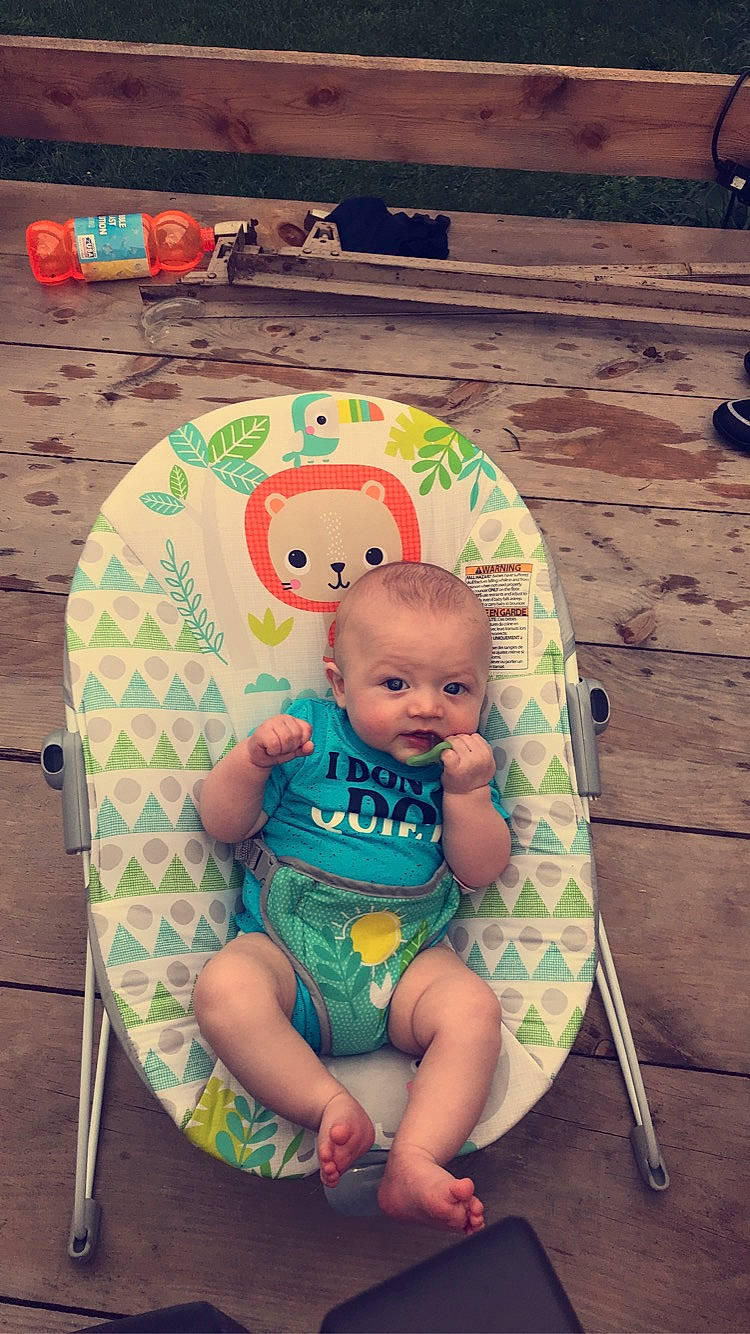 Ivan joined the competition — help win amazing prizes! baby, baby_carriage, baby_products, baby_toddler_clothing, chair, child, doll, flooring, fun, happy, leisure, pattern, person, pink, recreation, sitting, t_shirt, toddler, toy, vacation