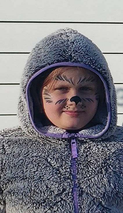 Virginia joined the competition — help win amazing prizes! cap, child, facial_expression, forehead, glasses, headgear, headwear, hood, knit_cap, laugh, nose, outerwear, person, smile, winter