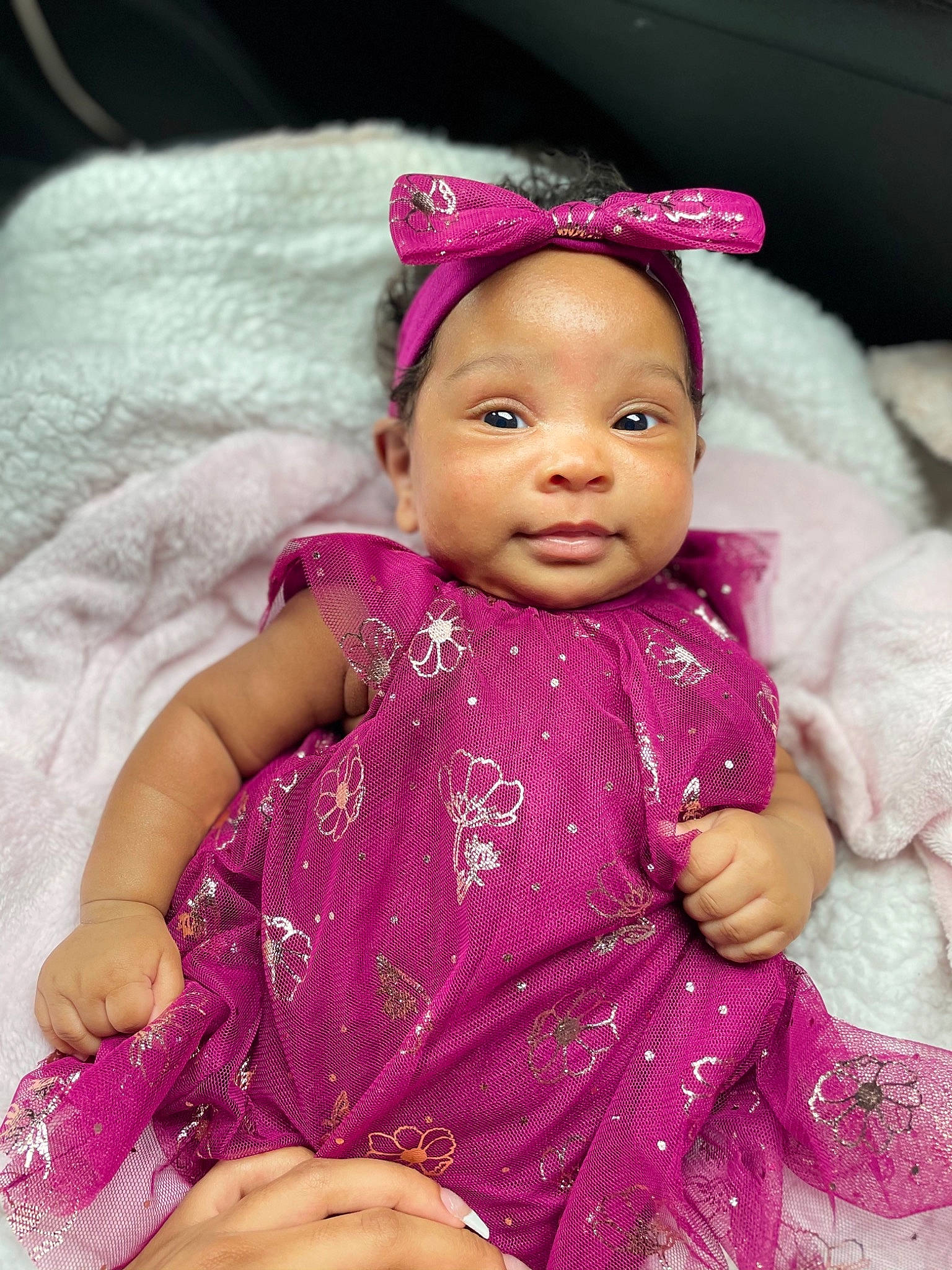 Aleena joined the competition — help win amazing prizes! baby, baby_toddler_clothing, cheek, doll, dress, eyebrow, eyelash, facial_expression, hand, head, lip, outerwear, person, pink, product, purple, skin, sleeve, smile, textile