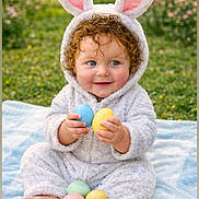 Skyler is registered to the contest to win money with this photo: baby, child, bunny_costume, curly_hair, easter_eggs, grass, outdoor, blanket, smile, blue_eyes, cute, spring, greenery, pink_ears, playful, nature, soft_texture, holiday, happy, portrait