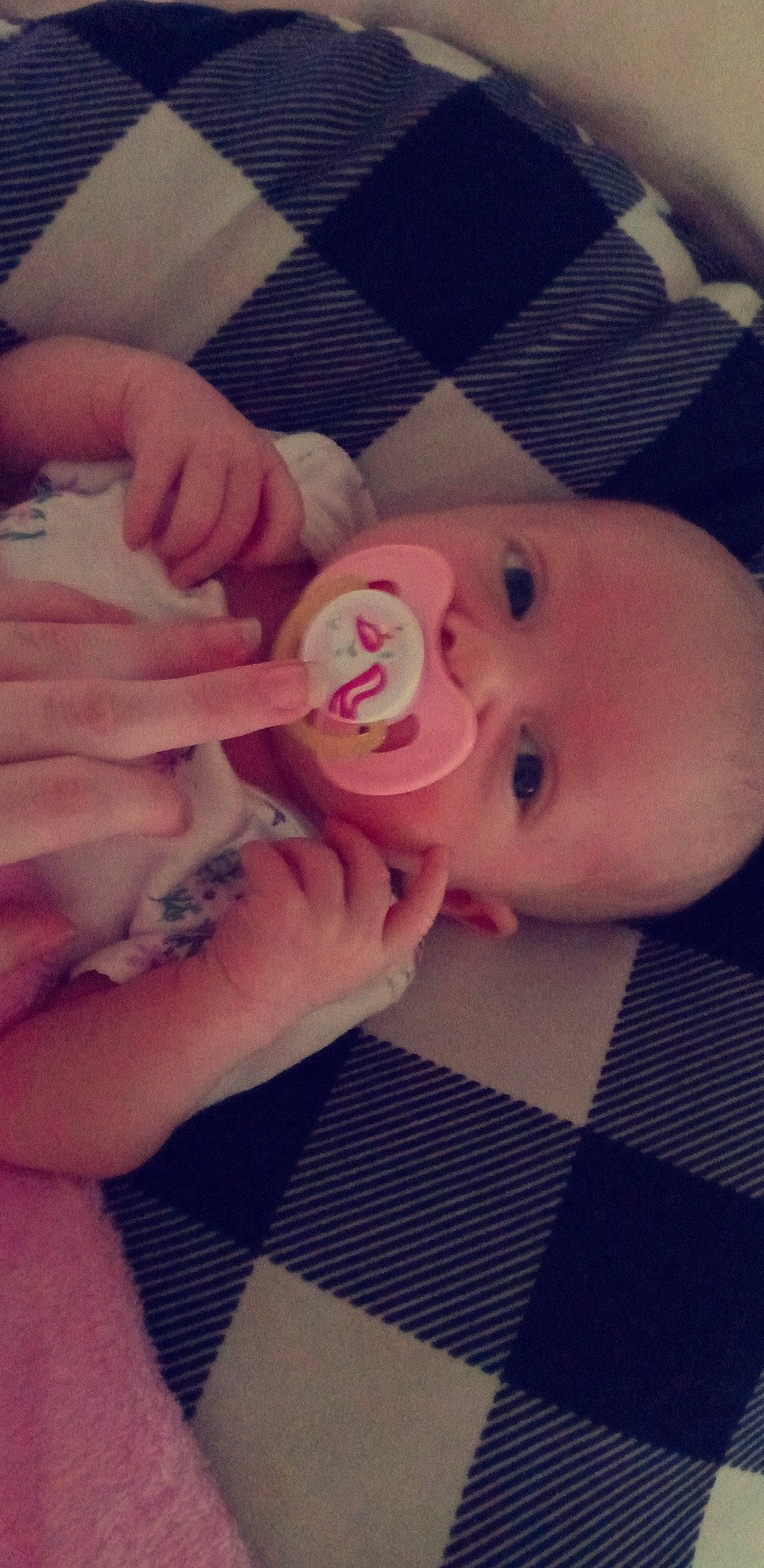 Averi joined the competition — help win amazing prizes! baby, baby_toddler_clothing, cheek, chin, cloud, ear, eye, eyebrow, eyelash, finger, gesture, hand, happy, head, iris, lip, mouth, nose, person, pink