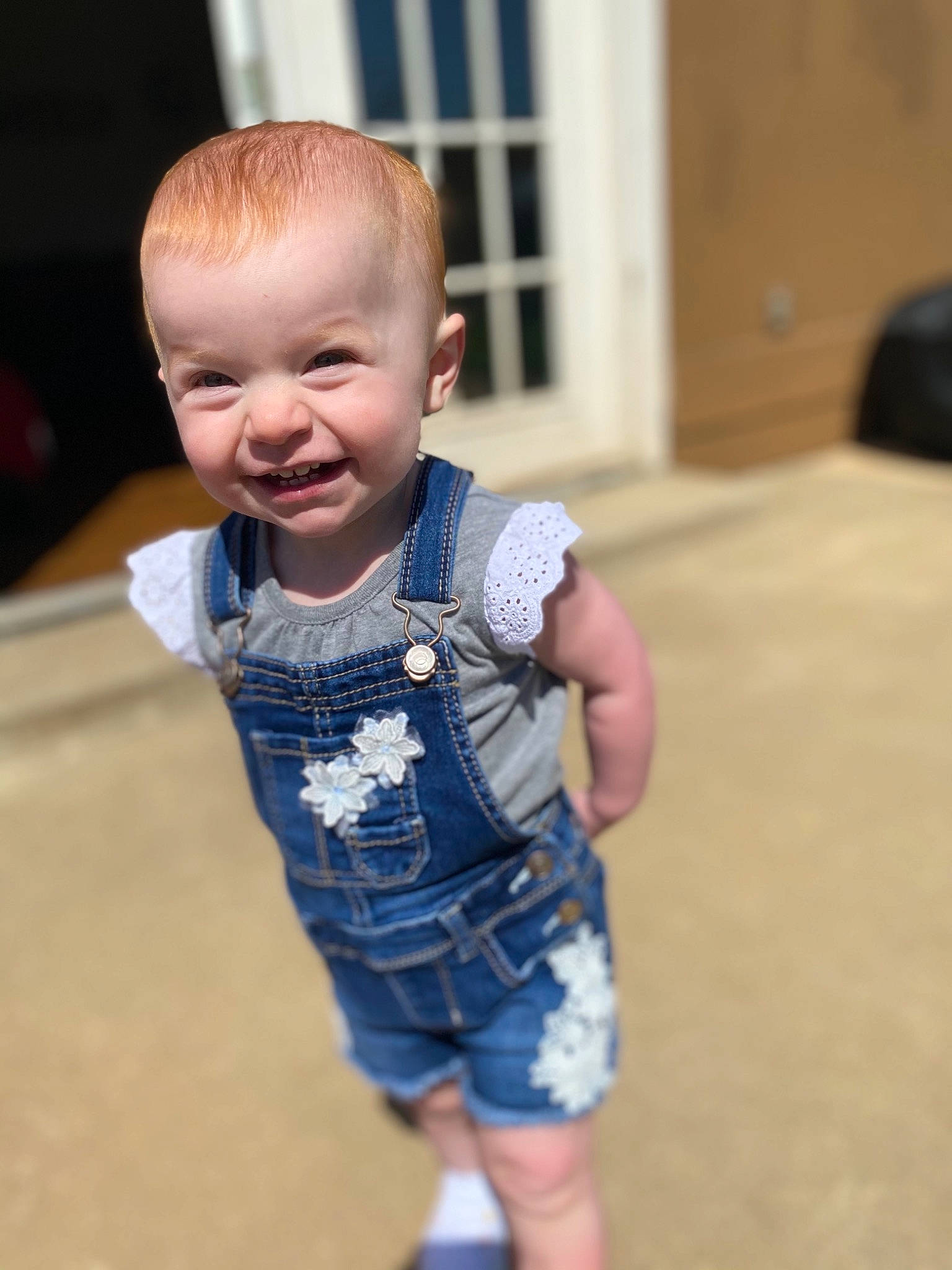 Jacee joined the competition — help win amazing prizes! baby, baby_toddler_clothing, child, door, electric_blue, eye, facial_expression, flooring, fun, happy, human_leg, joint, pattern, person, shorts, skin, sleeve, smile, t_shirt, toddler