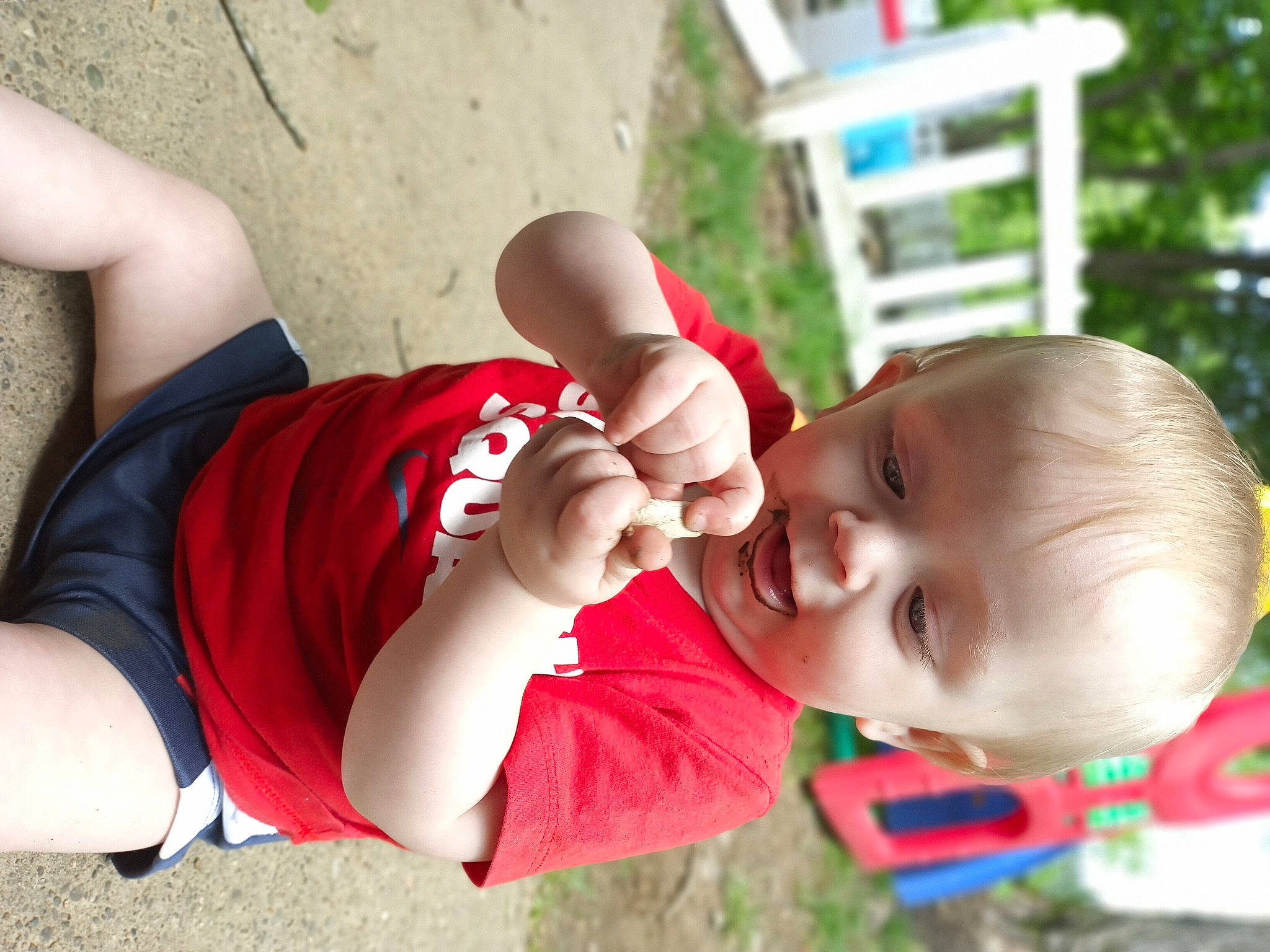 Rocky is registered to the contest to win money with this photo: arm, baby, child, ear, finger, fun, gesture, grass, hand, happy, leg, person, photograph, photography, play, smile, snapshot, summer, thumb, toddler