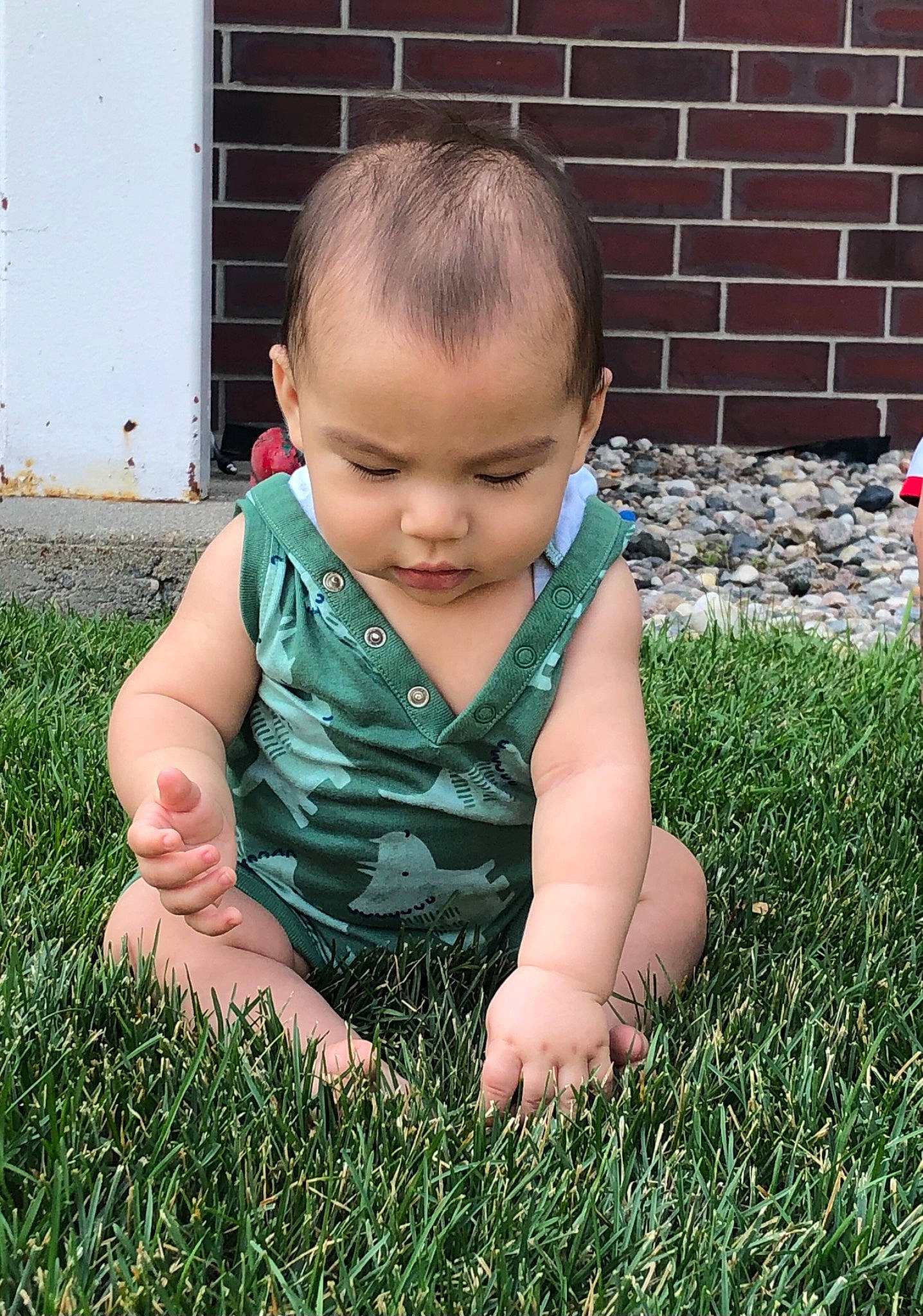 Cory joined the competition — help win amazing prizes! baby, baby_toddler_clothing, cheek, child, crawling, flooring, fun, garden, grass, grassland, groundcover, happy, lawn, meadow, people_in_nature, person, plant, sitting, skin, toddler