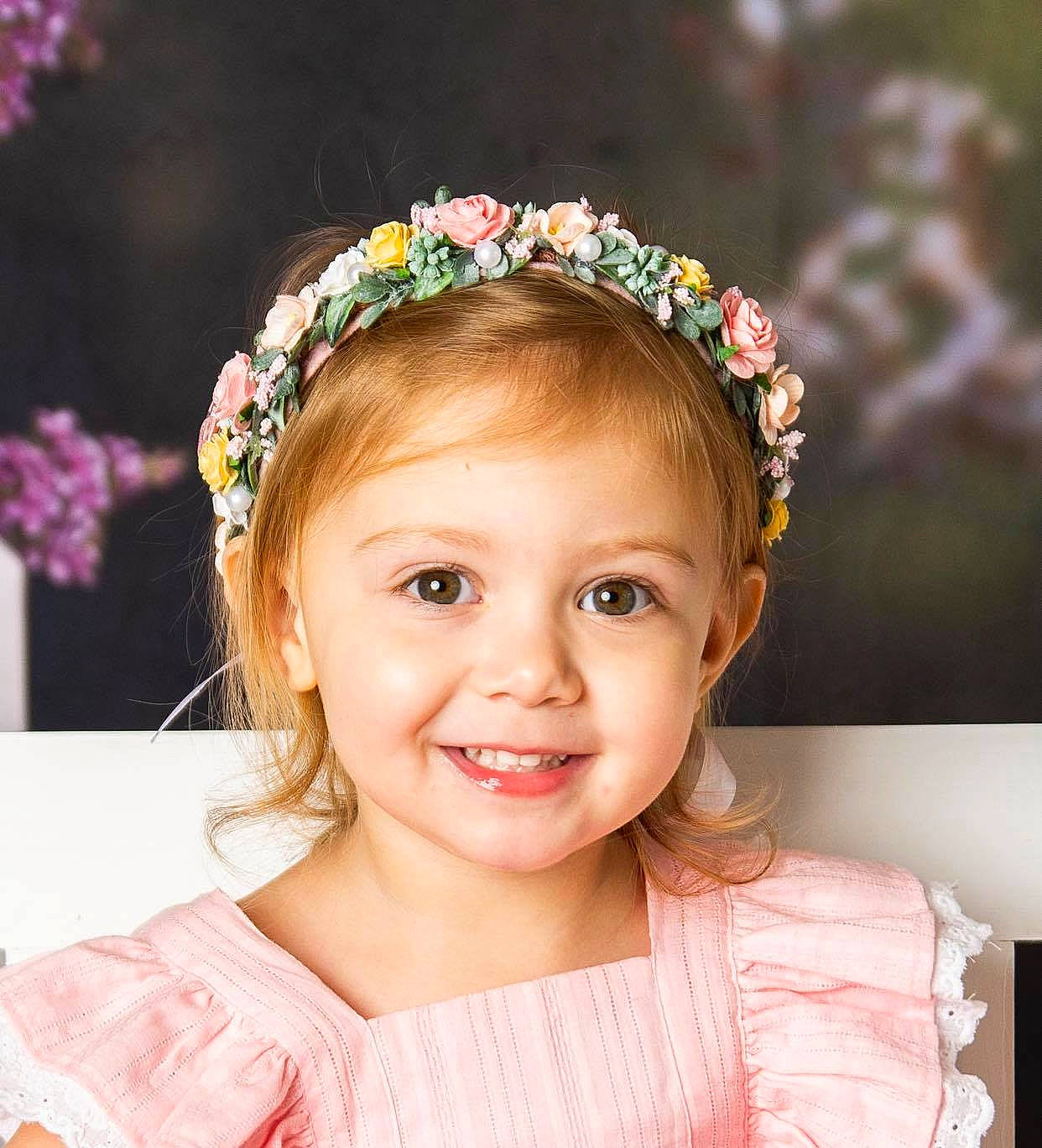 Isabelle is registered to the contest to win money with this photo: bridal_accessory, chin, dress, embellishment, eye, eyebrow, flower, hairstyle, happy, head, headband, headgear, headpiece, iris, jewellery, joy, neck, person, photograph, pink