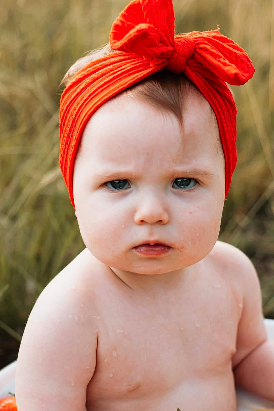 Joelle joined the competition — help win amazing prizes! baby, baby_toddler_clothing, blue, cheek, child, chin, eyebrow, eyelash, face, facial_expression, green, happy, headpiece, lip, neck, person, pink, red, skin, toddler