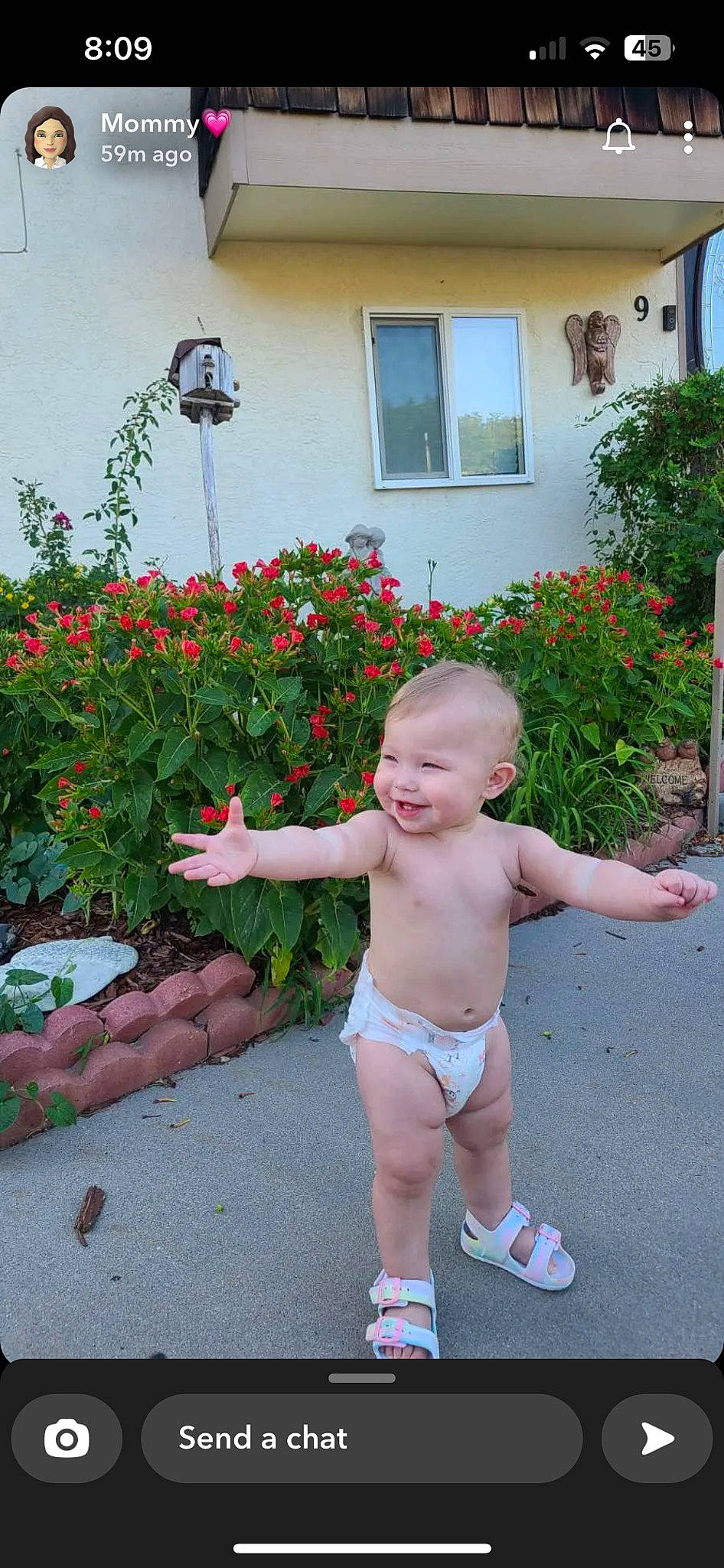 Ashtyn is registered to the contest to win money with this photo: baby, barechested, chest, flower, grass, happy, joy, leisure, people_in_nature, person, petal, pink, plant, red, rose, shrub, smile, summer, swimwear, toddler