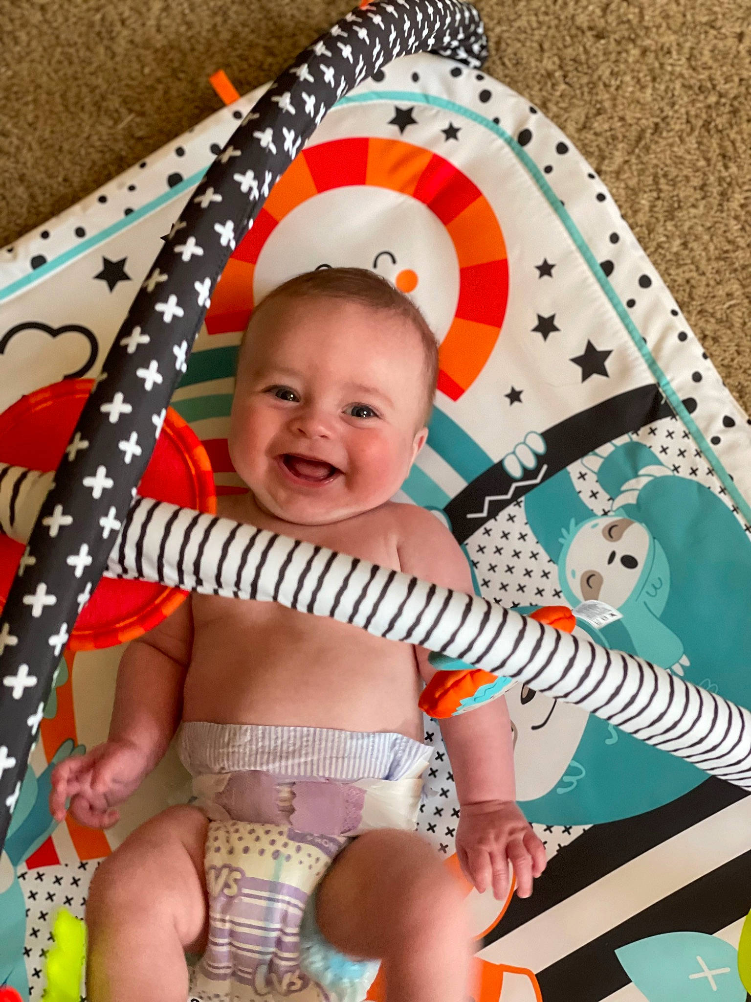 Chandler joined the competition — help win amazing prizes! abdomen, baby, baby_products, baby_toddler_clothing, child, face, fun, happy, hat, headgear, joy, leisure, orange, party_supply, pattern, person, pink, shorts, smile, thigh