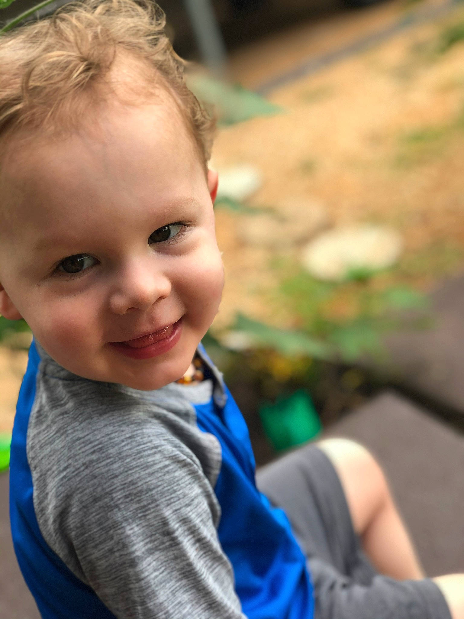 Teegan joined the competition — help win amazing prizes! baby, blue, cheek, child, chin, eye, face, head, joy, nose, people, person, sitting, skin, smile, toddler, vacation