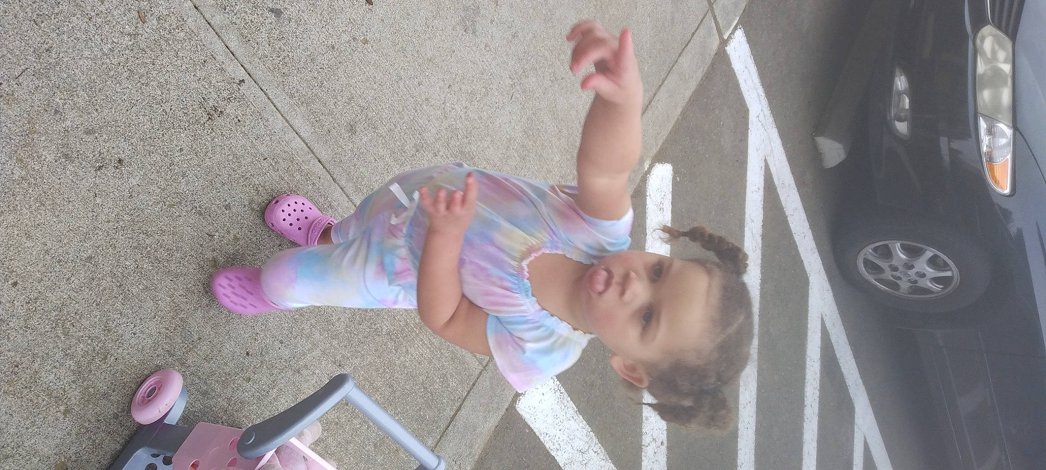 Kya'Rae joined the competition — help win amazing prizes! arm, baby, child, elbow, flooring, foot, fun, human_leg, joint, knee, leisure, person, recreation, sandal, shadow, shorts, sitting, thigh, toddler, tree