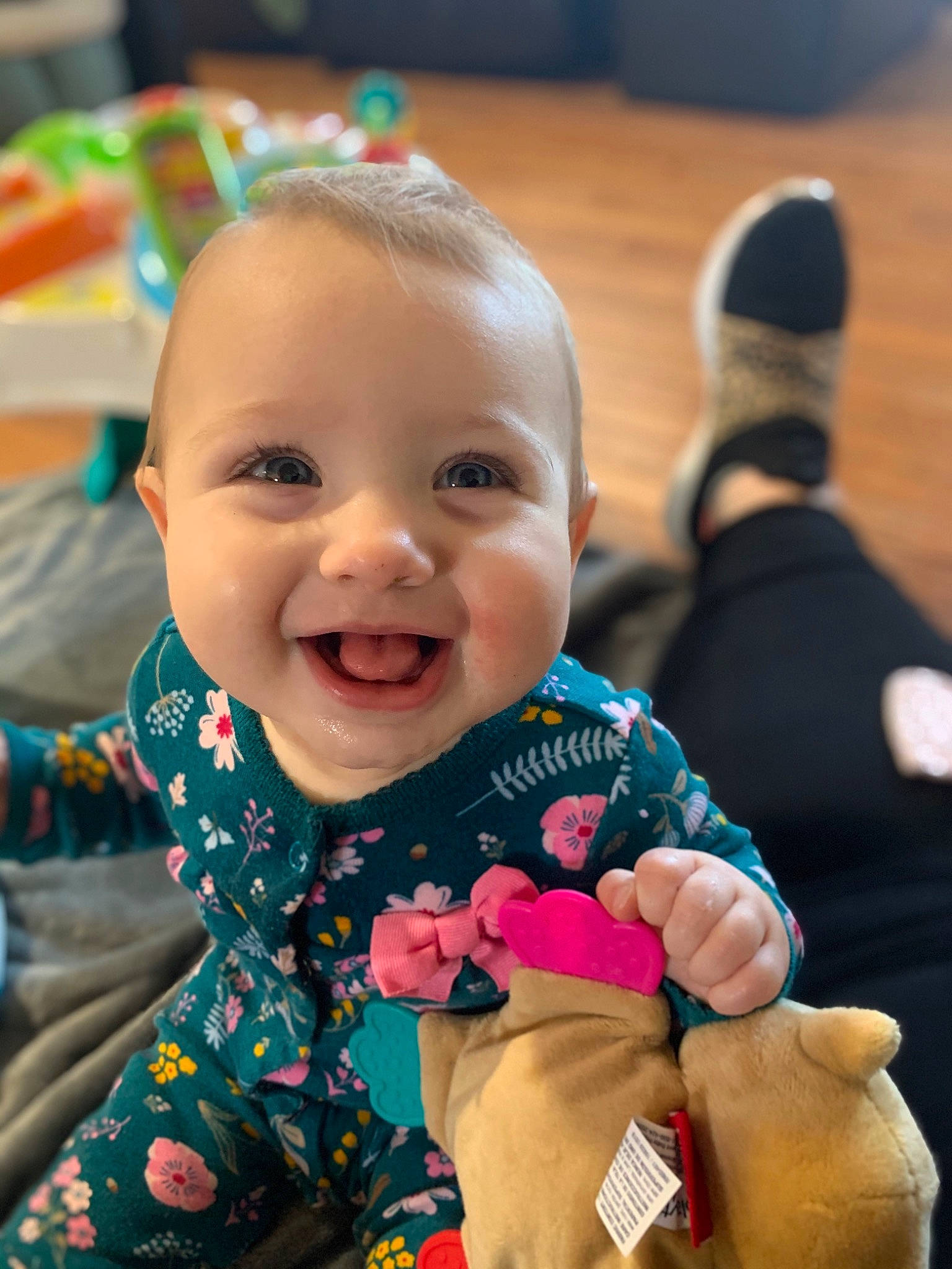 Annaleigh is registered to the contest to win money with this photo: baby, baby_toddler_clothing, cheek, child, event, eye, facial_expression, finger, fun, gesture, happy, head, iris, joy, leisure, person, pink, play, skin, smile