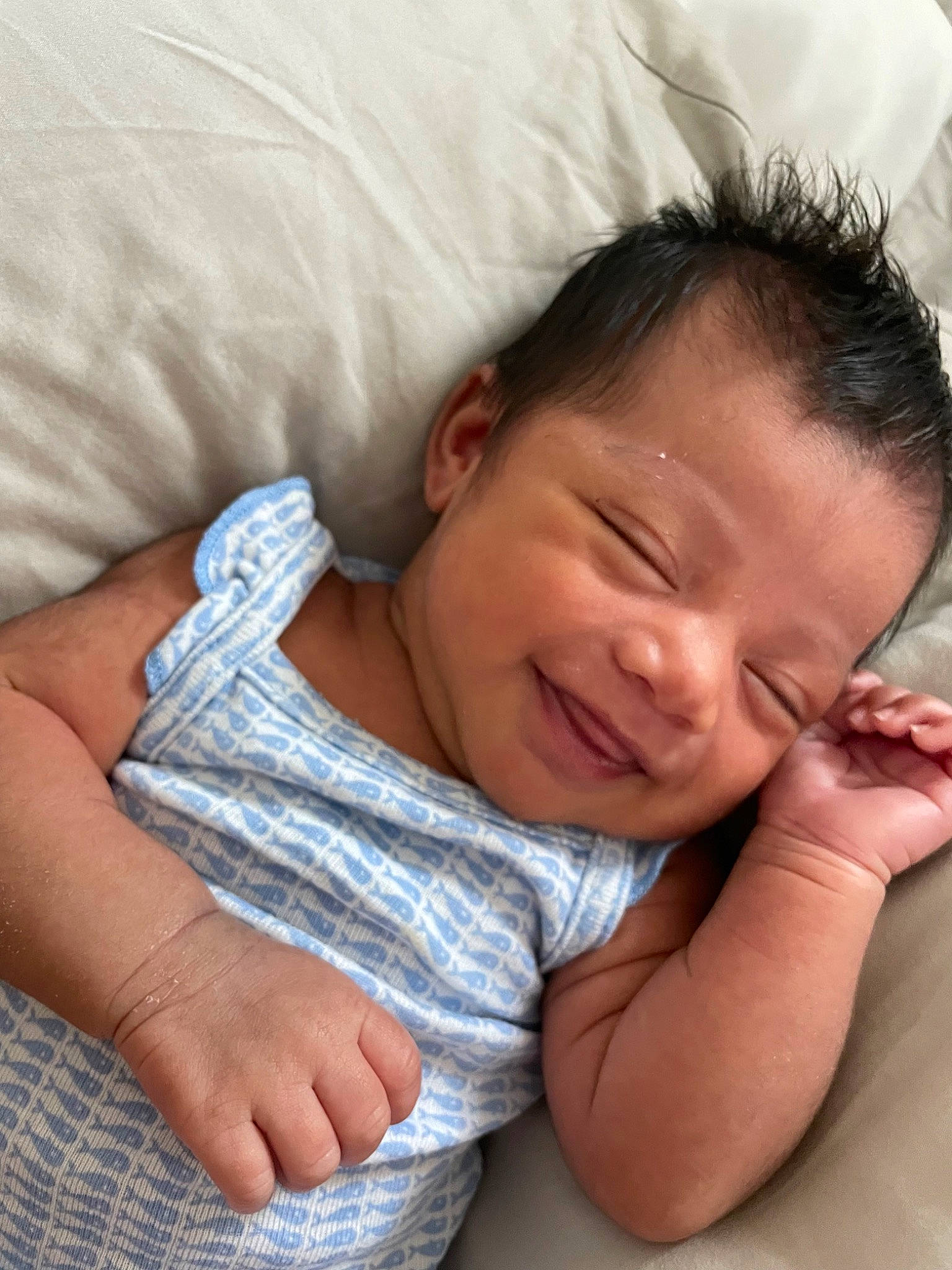 Analea is registered to the contest to win money with this photo: arm, baby, baby_toddler_clothing, cheek, comfort, eye, finger, gesture, hand, happy, human_body, linens, mouth, nose, person, skin, sleeve, smile, textile, thumb