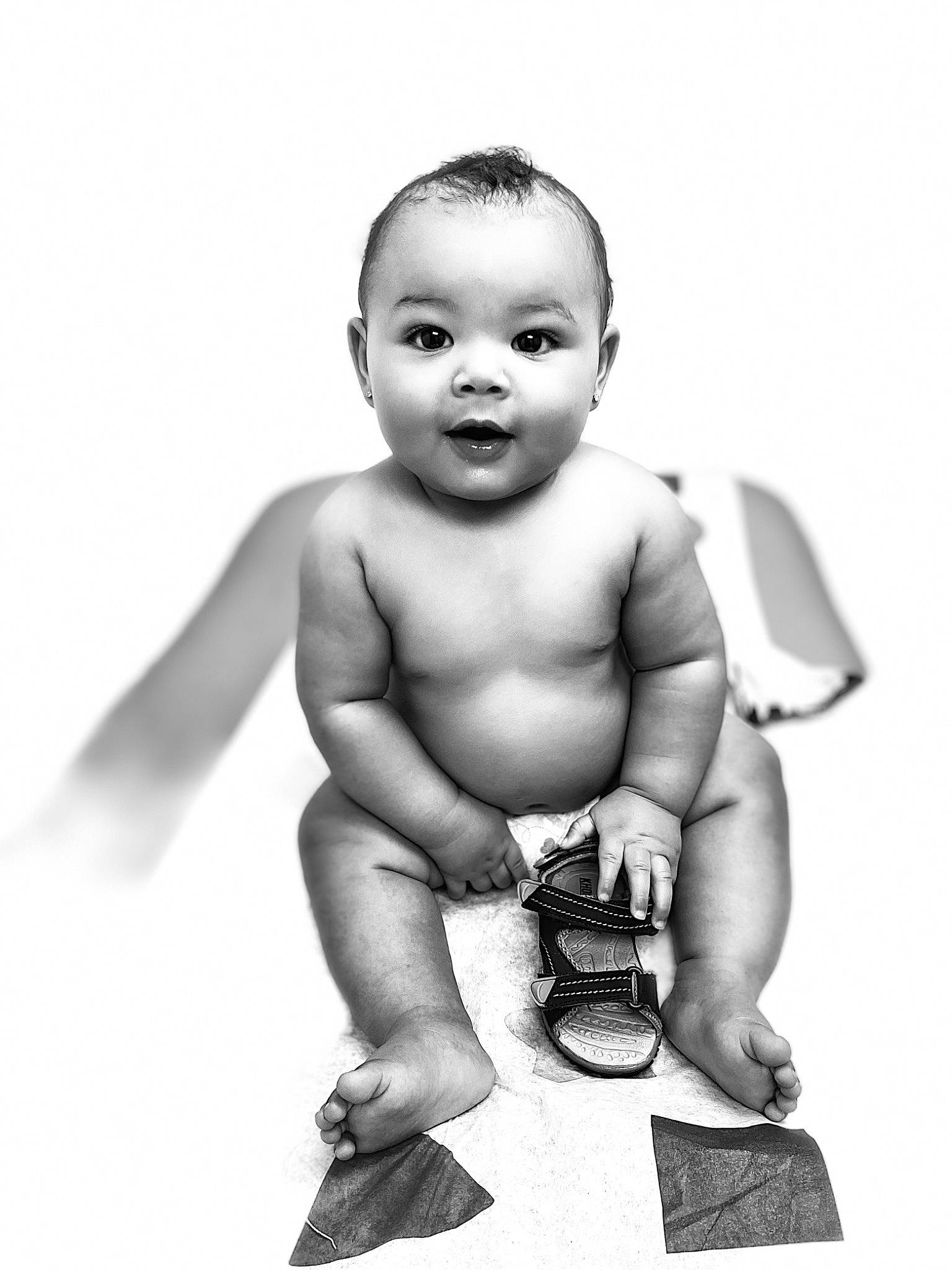 Ace On joined the competition — help win amazing prizes! abdomen, baby, barechested, chest, elbow, flash_photography, gesture, happy, head, human_body, monochrome, monochrome_photography, person, sitting, smile, stock_photography, stomach, thumb, toddler, trunk