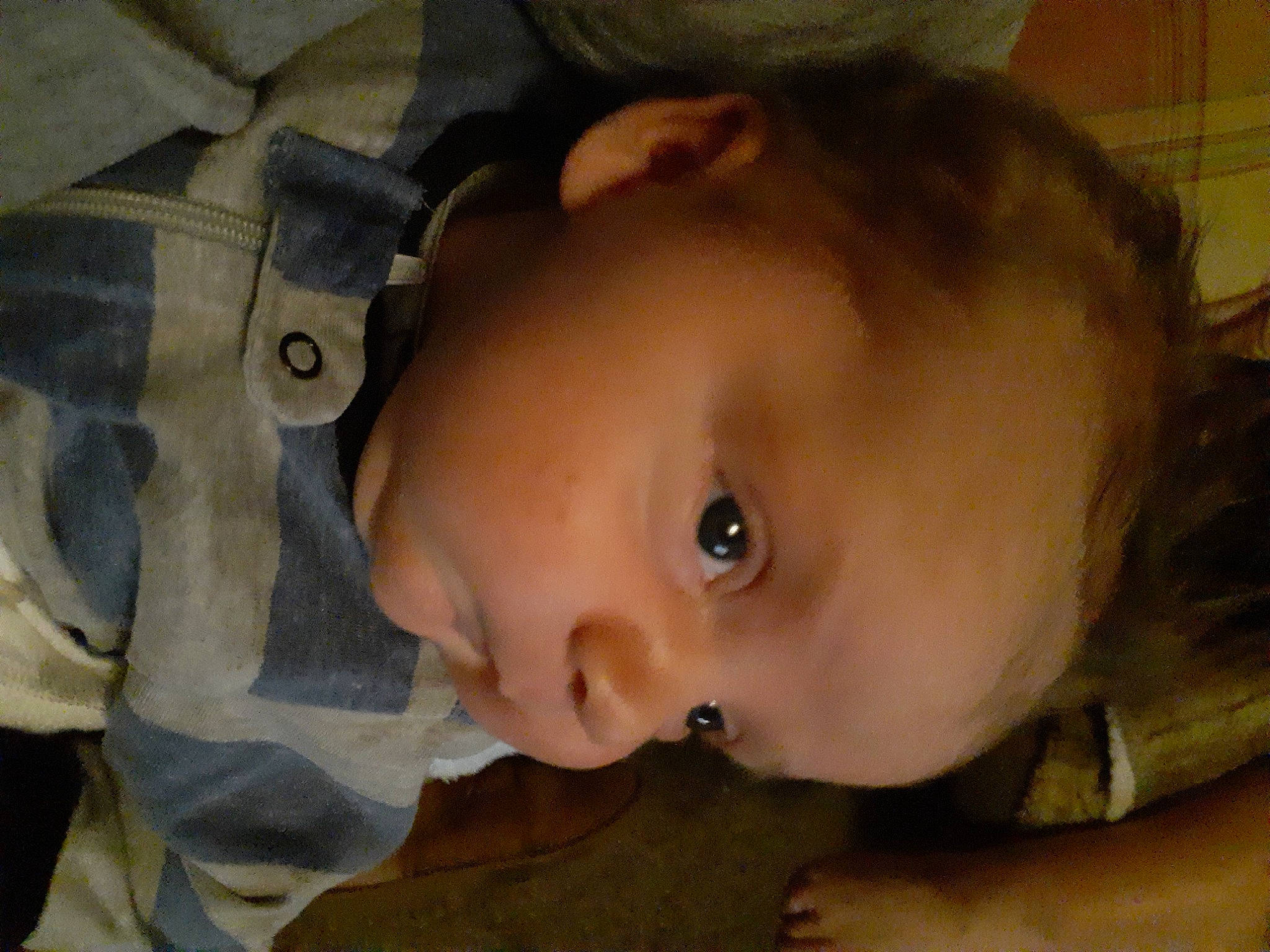 Patrick is registered to the contest to win money with this photo: baby, baby_toddler_clothing, cheek, child, comfort, ear, eye, eyebrow, eyelash, fun, happy, iris, lip, mouth, nose, person, portrait_photography, skin, smile, toddler