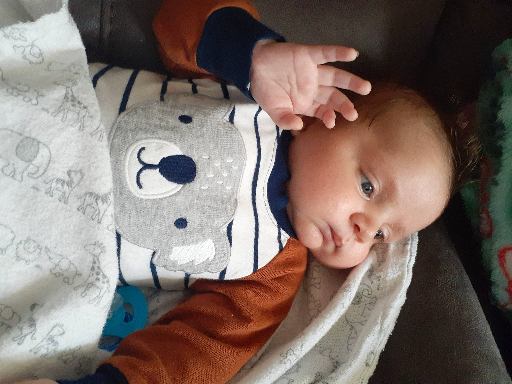 Patrick joined the competition — help win amazing prizes! baby, baby_products, baby_toddler_clothing, cheek, child, comfort, facial_expression, finger, gesture, hand, happy, human_body, mouth, nose, outerwear, person, product, skin, sleeve, toddler