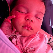 Journee joined the competition — help win amazing prizes! baby, blanket, cheek, close_up, closed_eyes, clothing, face, hair, hand, infant, newborn, nursery, onesie, peaceful, pink_tone, portrait, resting, skin, sleeping, soft_light