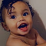 toddler, child, bath, water, curly_hair, smile, happy, cute, skin, face, eyes, mouth, teeth, joy, wet, innocence, portrait, indoors, person, baby