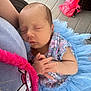baby, blue_tutu, bunny_embroidery, child, cute, fabric, floor, floral_clothing, hand, infant, newborn, outdoor, peaceful, person, pink_bag, portrait, skin, sleeping, tulle, wicker_chair