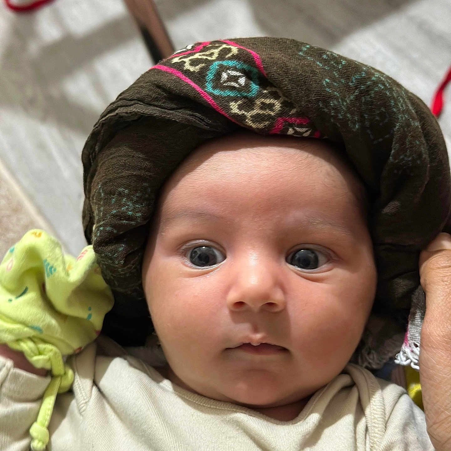 Dhanvin is registered to the contest to win money with this photo: baby, baseballcap, bonnet, cap, clothing, coat, costume, face, happy, hat, head, hood, jacket, newborn, person, photography, portrait, quilt, selfie, smile