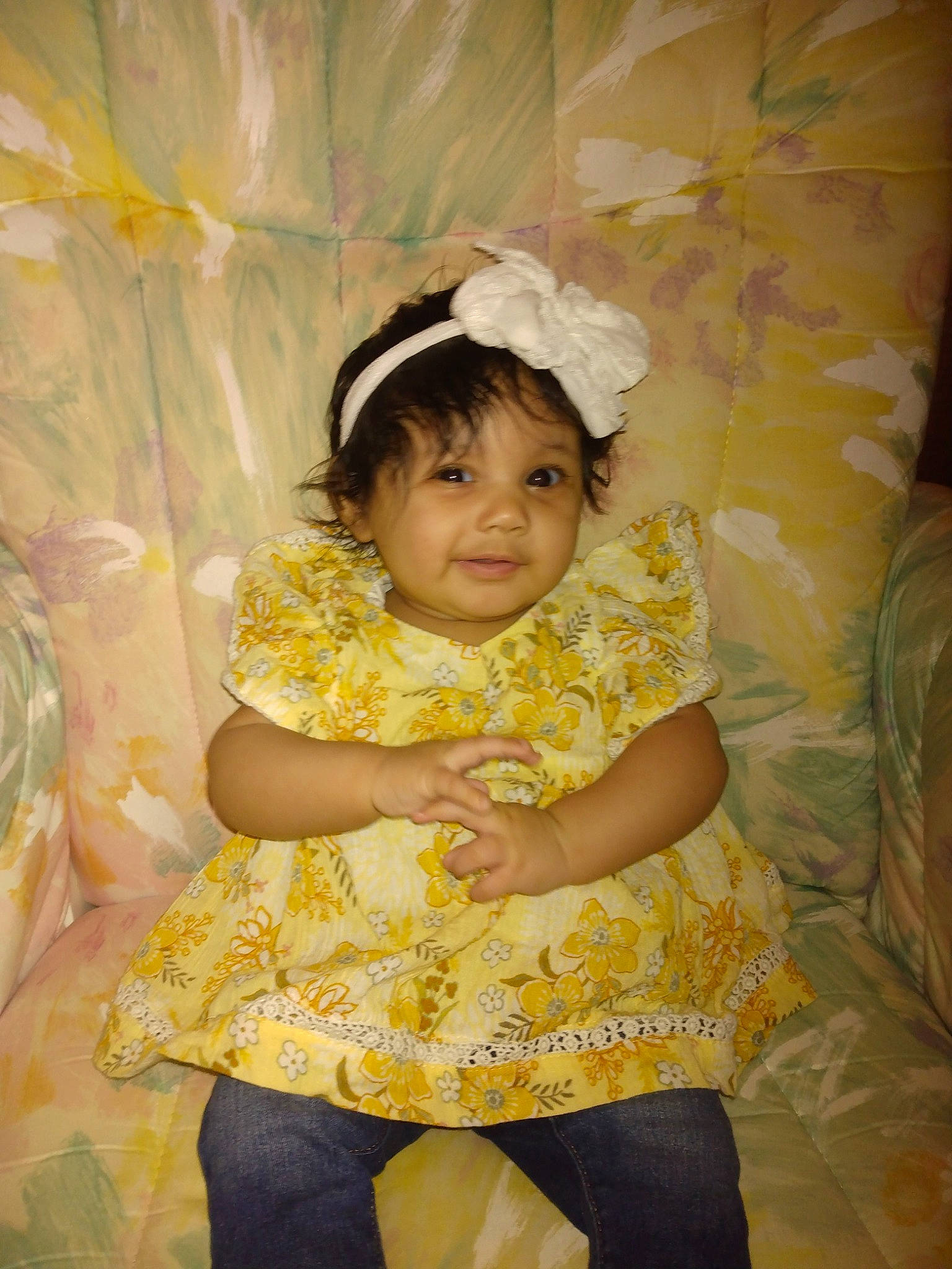 Paulina joined the competition — help win amazing prizes! art, baby, baby_toddler_clothing, child, costume, embellishment, eye, face, flash_photography, happy, head, headgear, headwear, human_leg, joy, pattern, person, room, sitting, sleeve