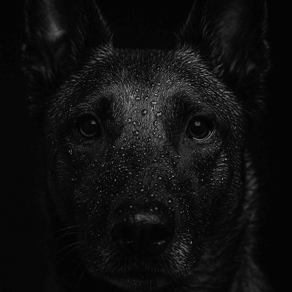 Nala a rejoint le concours — aidez-le/la à gagner de superbes lots ! animal, black_background, canine, close_up, dark, dog, dramatic_lighting, ears, expression, eyes, face, fur, head, intense, moisture, pet, portrait, studio, texture, wet