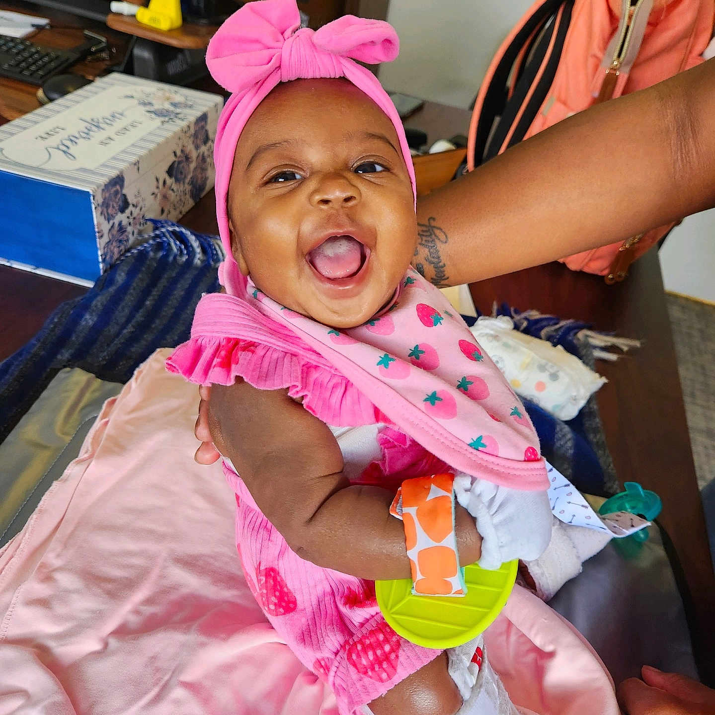 Raina joined the competition — help win amazing prizes! accessories, architecture, baby, bag, building, clothing, computerhardware, electronics, face, handbag, happy, hardware, hat, head, hospital, monitor, person, photography, portrait, screen