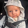 baby, infant, child, car_seat, seatbelt, hooded_jacket, blue_clothing, face, eyes, cute, adorable, safety, child_safety, car_interior, closeup, portrait, soft_texture, baby_clothes, seat_harness, young_child