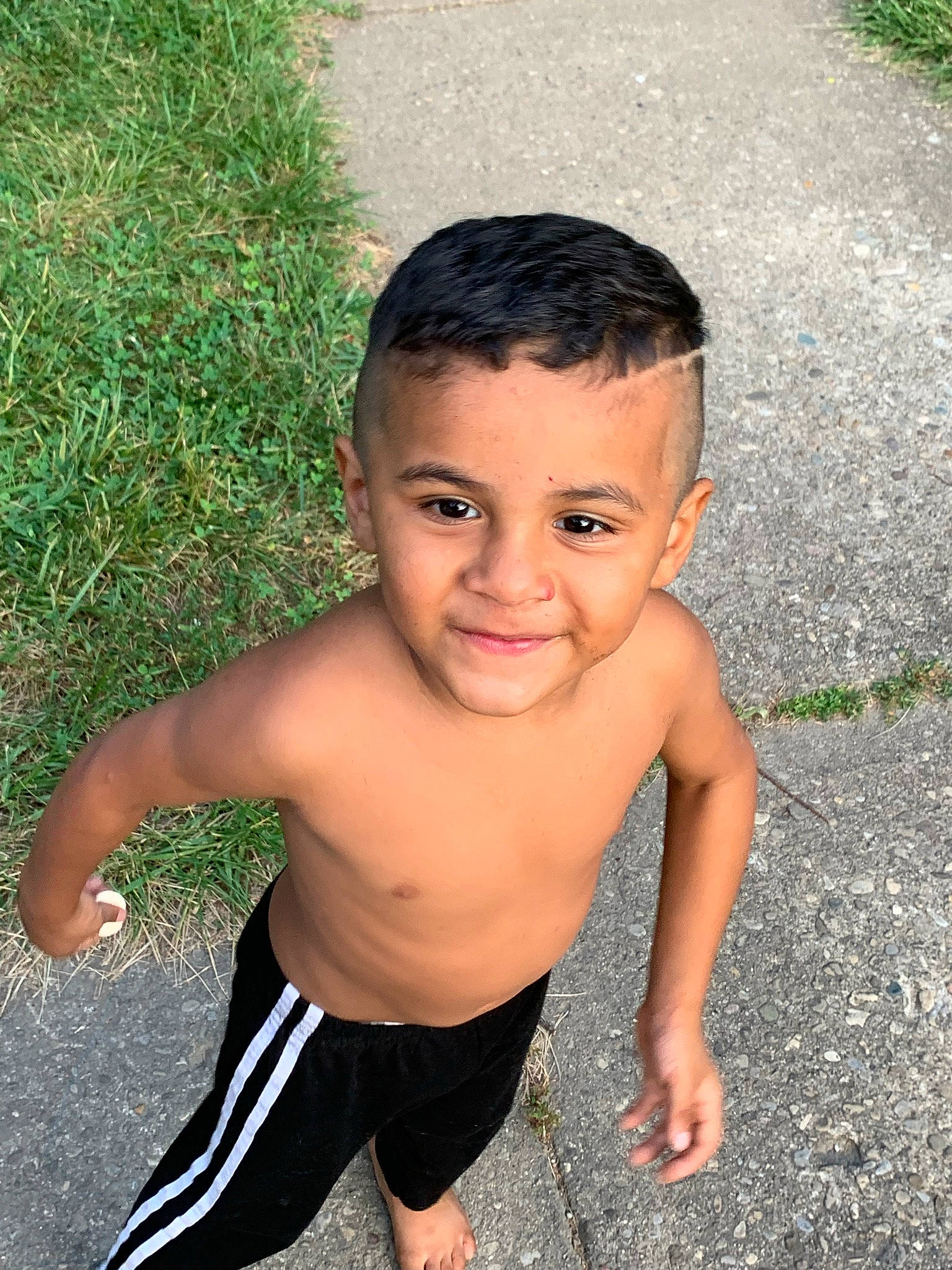 Jose joined the competition — help win amazing prizes! arm, barechested, barefoot, cheek, chest, child, eye, flash_photography, foot, fun, grass, happy, human_leg, joy, leisure, muscle, people_in_nature, person, smile, thumb