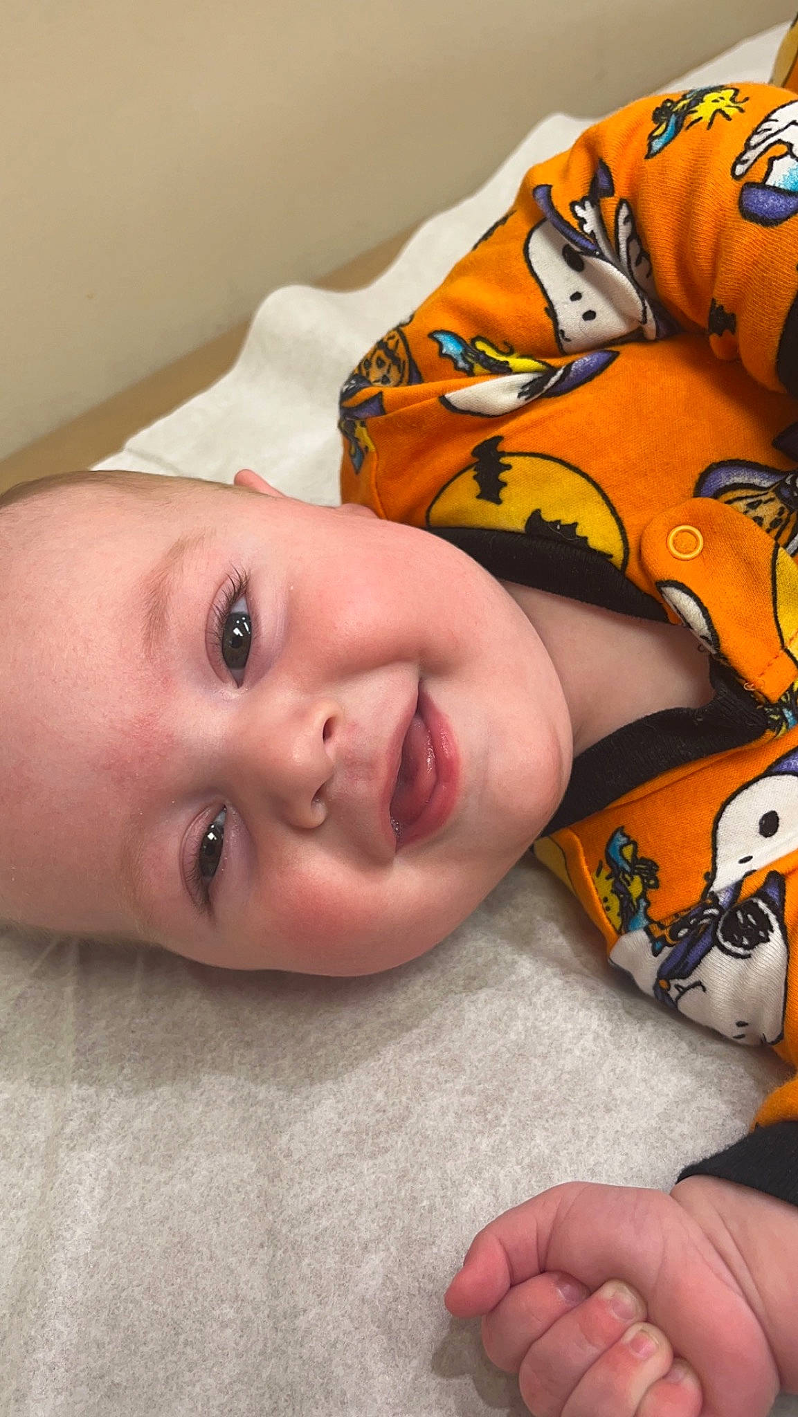 Kyson joined the competition — help win amazing prizes! baby, cheek, child, chin, eye, eyelash, face, facial_expression, finger, hand, happy, head, human_body, joy, mouth, neck, nose, orange, person, skin