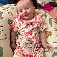 Sophia joined the competition — help win amazing prizes! baby, infant, smile, cute, bunny_print, pink_clothing, cushion, animal_pattern, soft_focus, indoor, child, portrait, happy, relaxing, baby_girl, comfort, clothing, pattern, small_child, seated