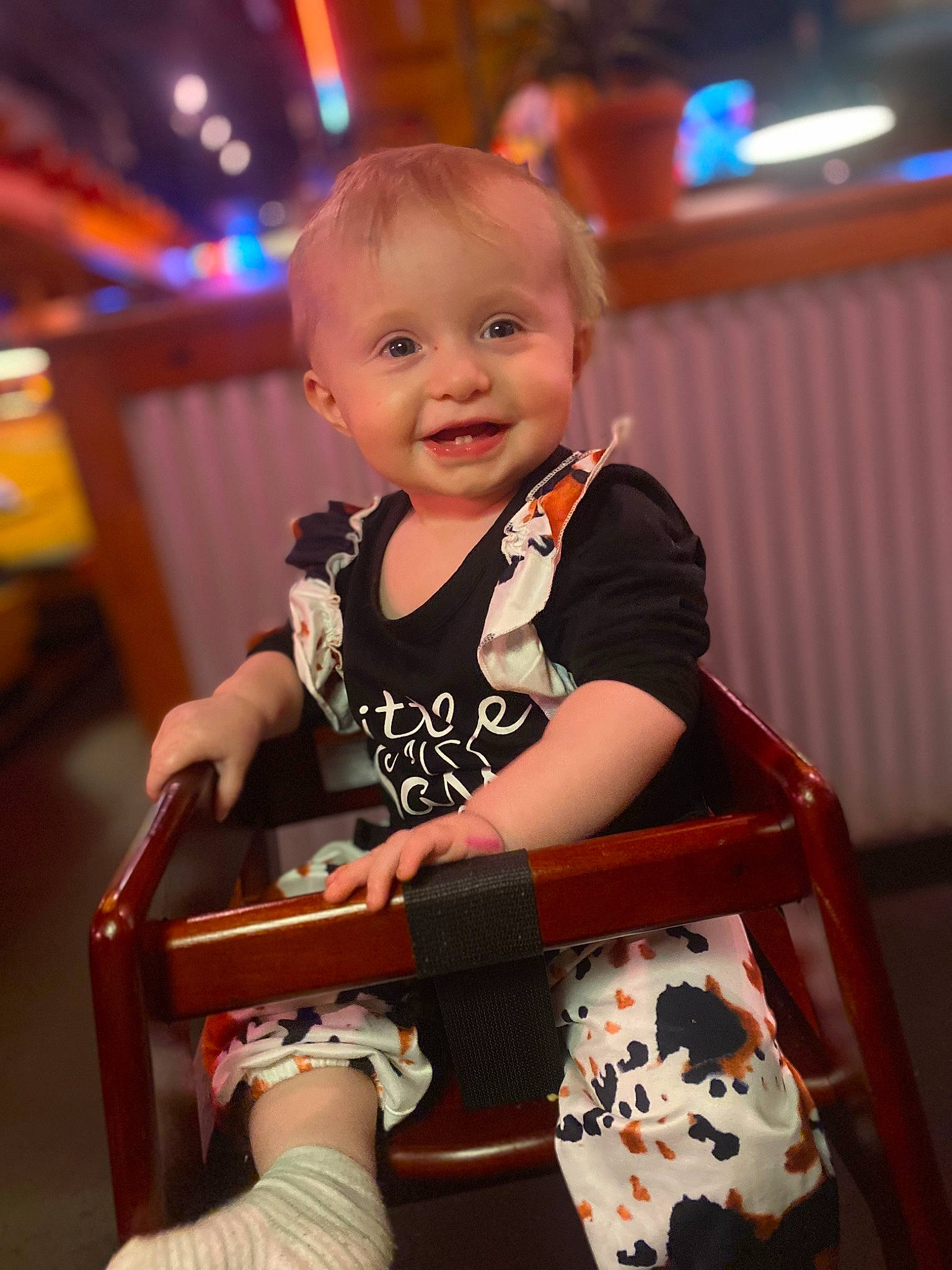 Lorelei joined the competition — help win amazing prizes! baby, baby_toddler_clothing, chair, child, christmas, event, flash_photography, flooring, fun, happy, holiday, human_leg, joy, leisure, person, room, sitting, sleeve, smile, t_shirt