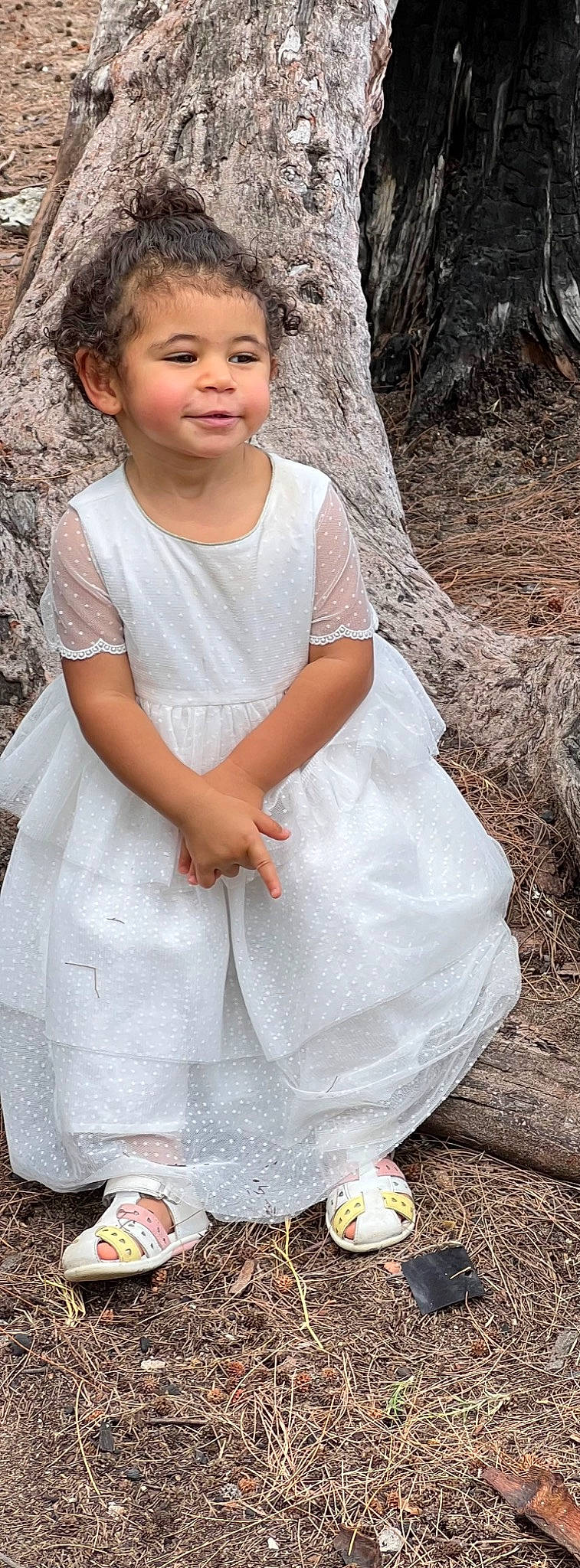 Anaïa participe au concours pour gagner de l'argent avec cette photo : baby_toddler_clothing, chin, day_dress, dress, eye, face, flash_photography, formal_wear, gesture, grass, hair, happy, head, lip, person, photograph, pink, skin, sleeve, toddler