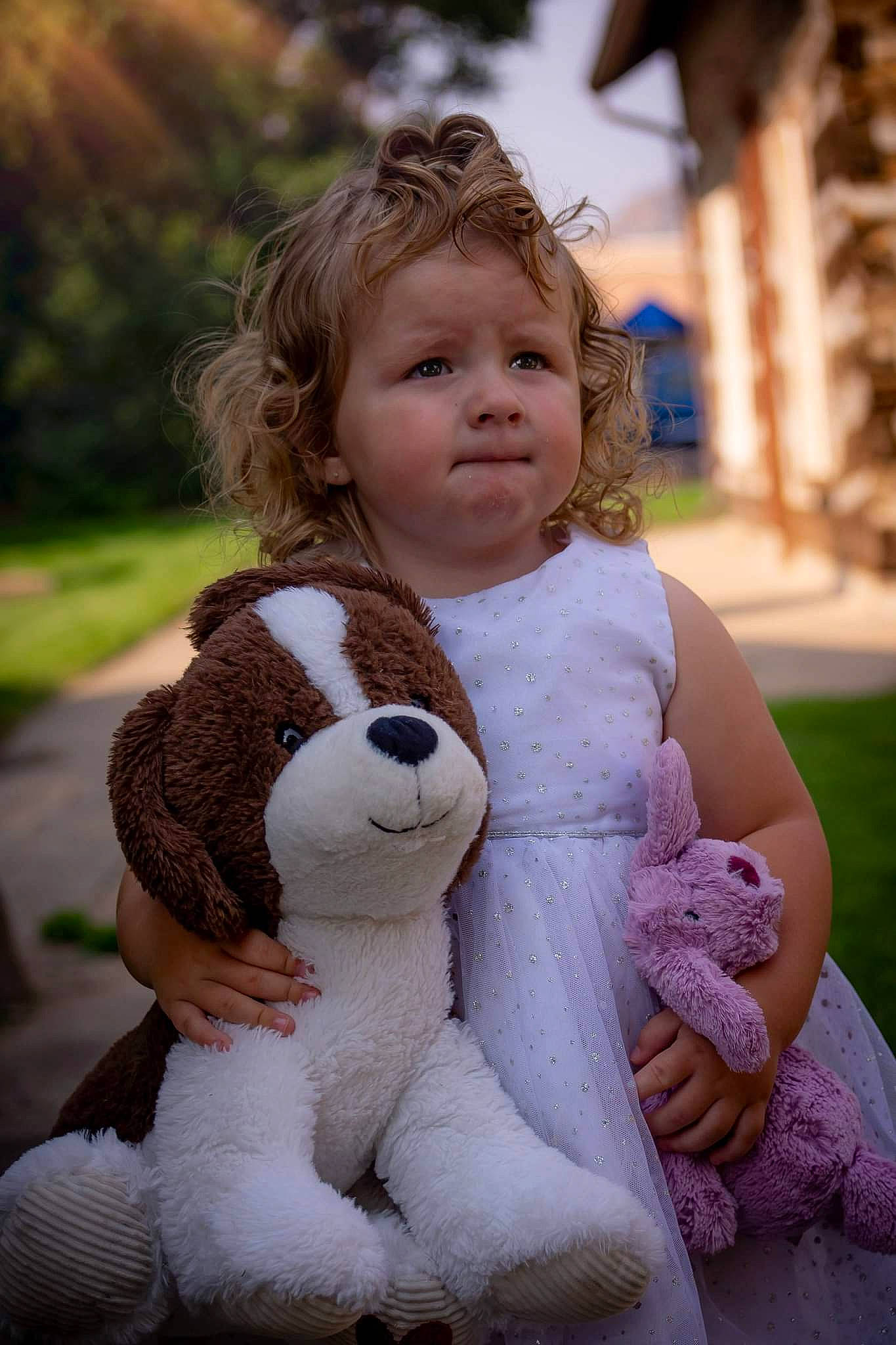 Jazmine is registered to the contest to win money with this photo: arm, baby, child, doll, dress, eye, fawn, fun, grass, hair, hand, happy, head, human_body, people_in_nature, person, skin, stuffed_toy, teddy_bear, toddler