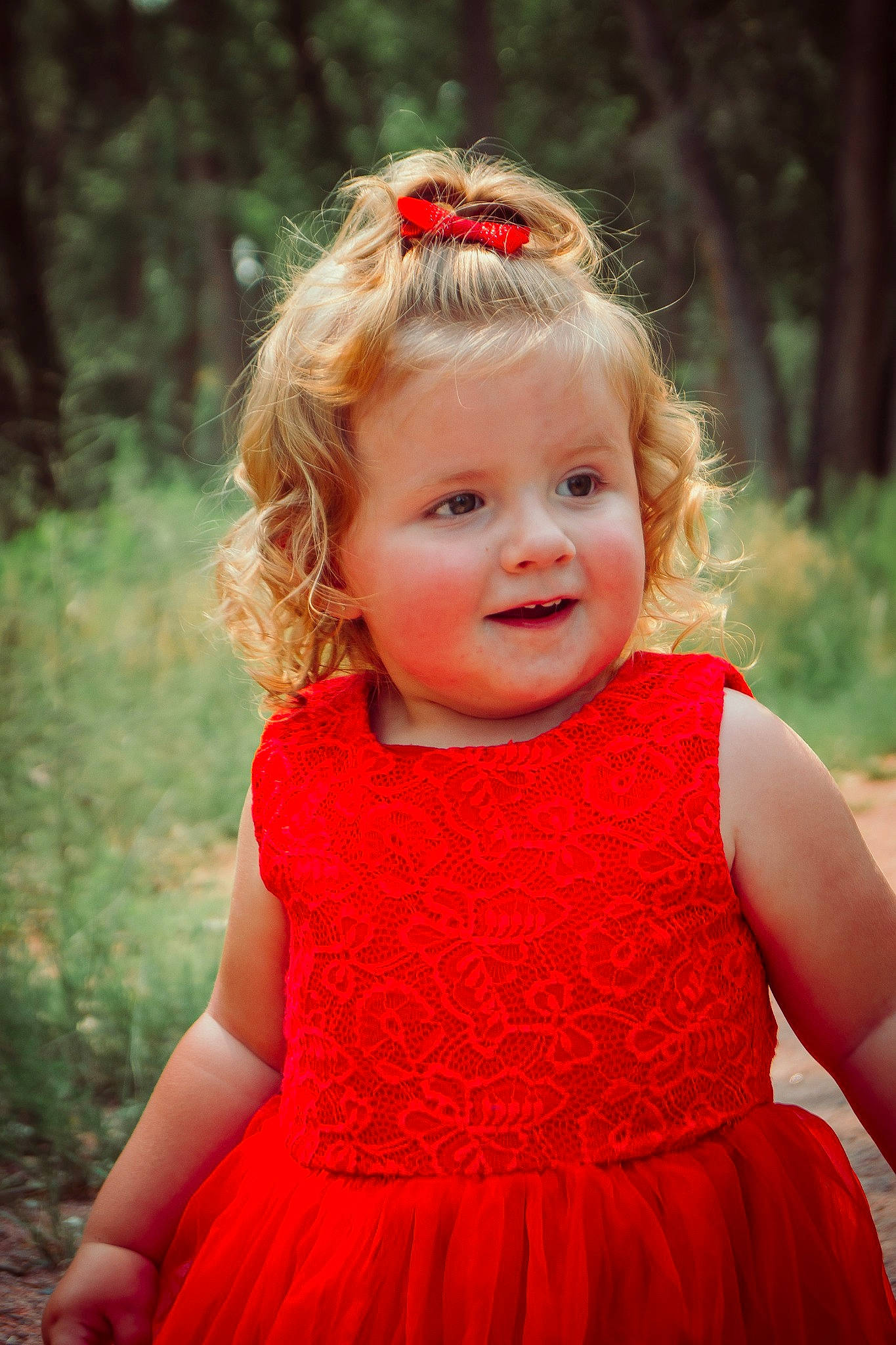 Jazmine joined the competition — help win amazing prizes! baby_toddler_clothing, clothing, day_dress, dress, eye, face, facial_expression, hair, happy, head, leaf, lip, one_piece_garment, people_in_nature, person, pink, plant, skin, sleeve, smile