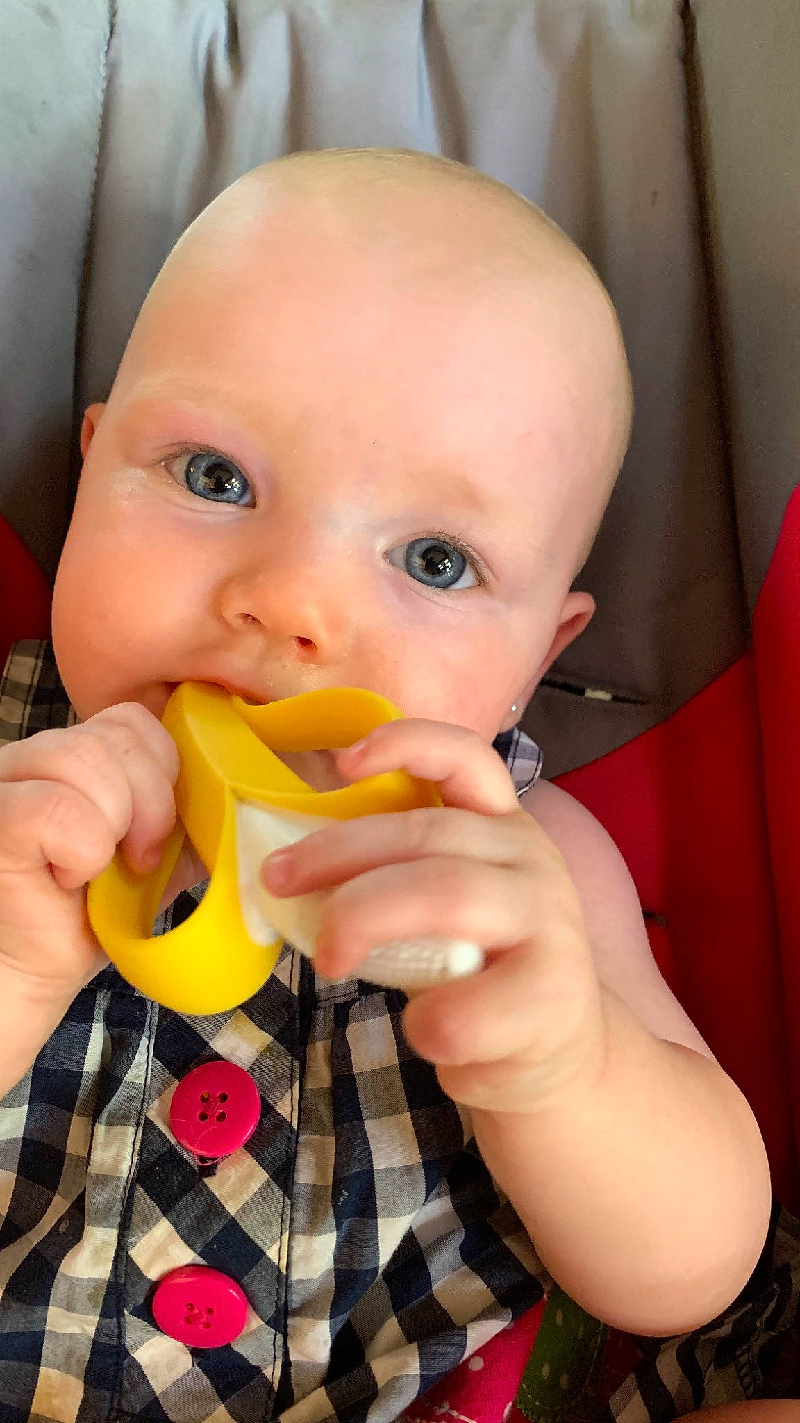 Camri is registered to the contest to win money with this photo: baby, baby_toddler_clothing, biting, cheek, child, eyebrow, eyelash, finger, food_craving, hand, iris, lip, mouth, nail, nose, orange, person, skin, thumb, toddler