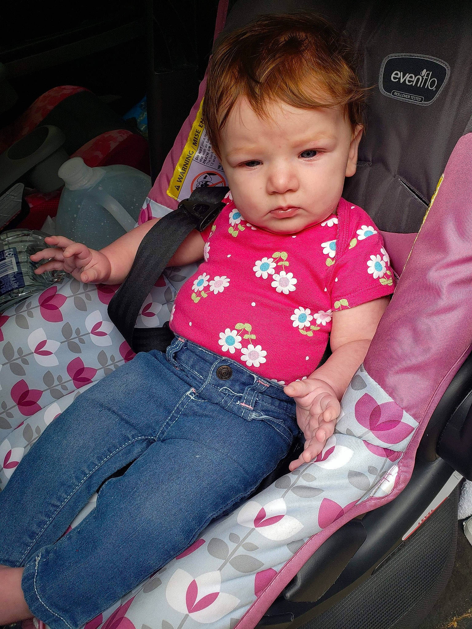 Rosemary joined the competition — help win amazing prizes! baby, baby_carriage, car_seat, child, person, pink, sitting, skin, toddler