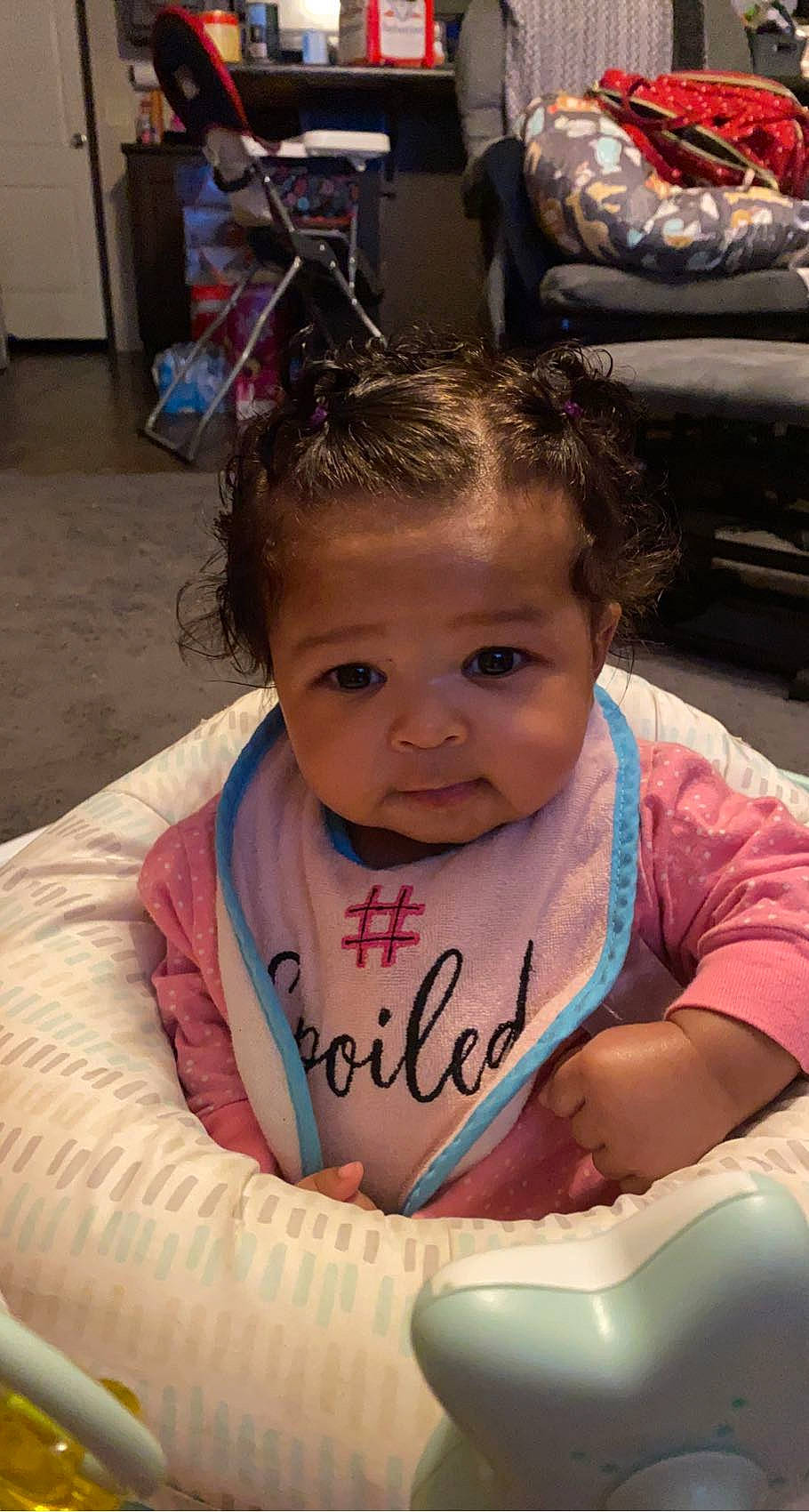 Kenleigh joined the competition — help win amazing prizes! baby, baby_carriage, baby_toddler_clothing, chair, cheek, child, comfort, ear, eye, eyebrow, eyelash, facial_expression, forehead, fun, hair, happy, mouth, nose, person, skin