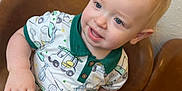 Ryler joined the competition — help win amazing prizes! toddler, child, smiling, sitting, chair, leather_chair, shorts, shirt, patterned_clothing, indoor, light_skin, blond_hair, blue_eyes, happy, curious, portrait, young_child, casual, home, wall