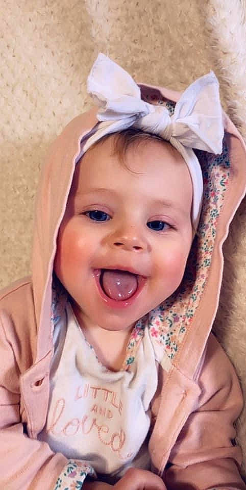 Ellowyn is registered to the contest to win money with this photo: baby, baby_laughing, cheek, child, child_model, ear, face, facial_expression, happy, head, headgear, laugh, lip, mouth, nose, organ, person, skin, smile, toddler
