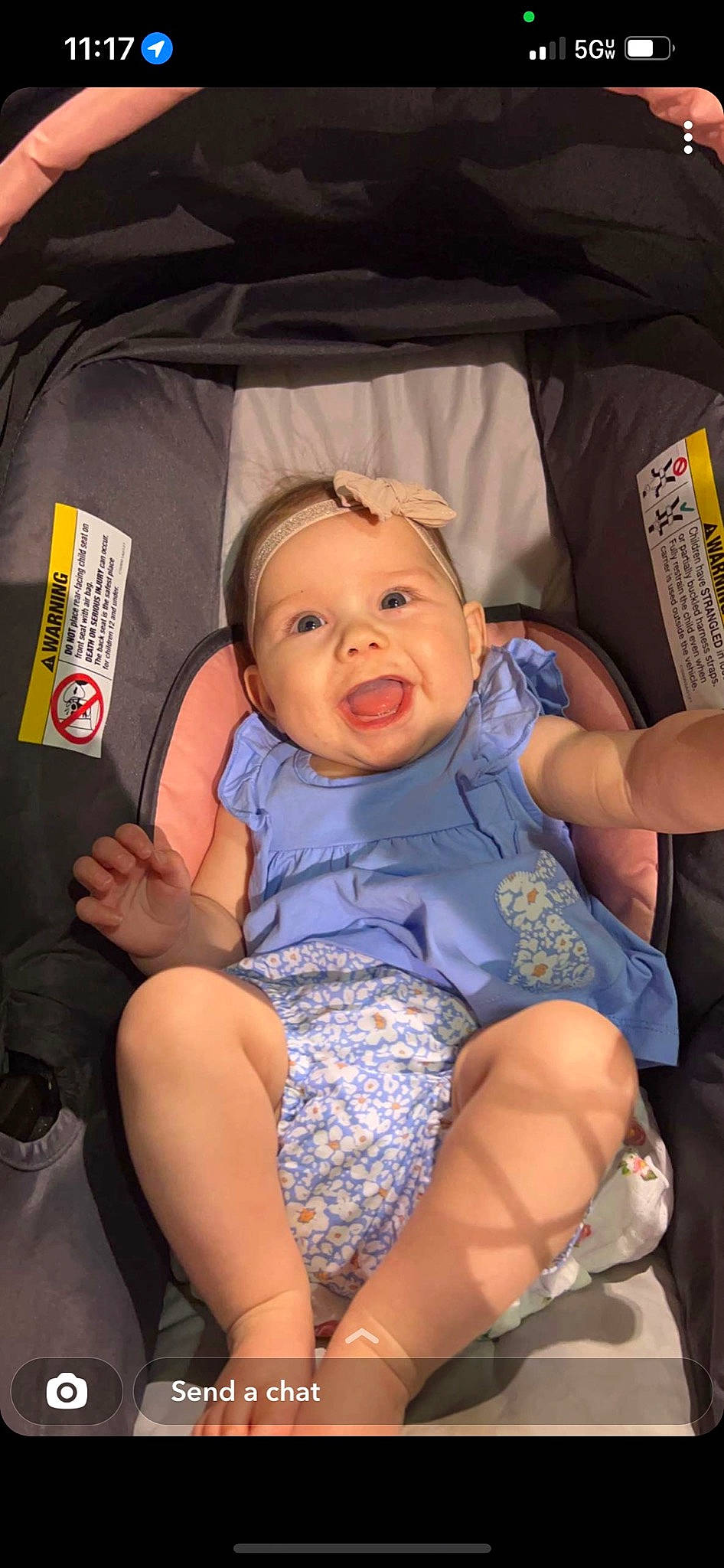 Ahria is registered to the contest to win money with this photo: abdomen, baby, baby_carriage, chair, cheek, child, comfort, eye, fun, human_leg, iris, lap, leg, mouth, people, person, sitting, skin, smile, thigh